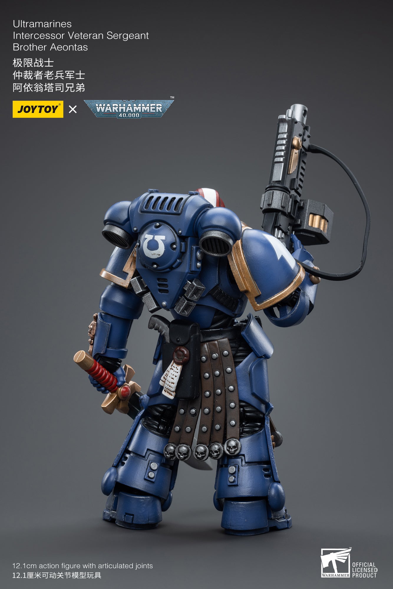 1/18 JOYTOY Warhammer 40K Ultramarines Intercessor Veteran Sergeant Brother Aeontas Action Figure - Collectible Miniature for Tabletop Gaming & Display