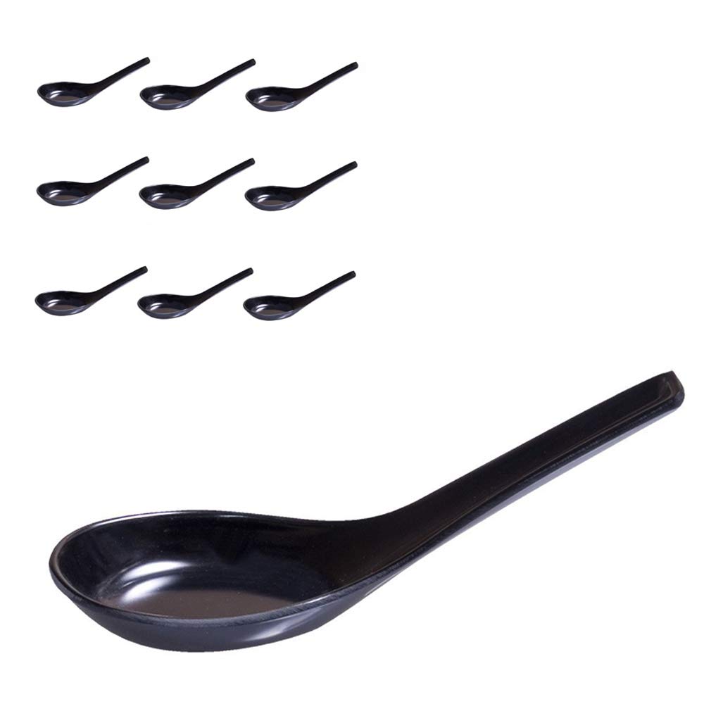 JapanBargain 3192 - 60 Pack Black Japanese Soup Spoons | Asian Rice, Pho, Ramen & Wonton Soup Spoons | Perfect for Noodle Bowls, Asian Cuisine & Home Dining