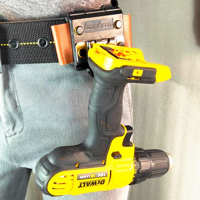 **Heavy Duty Tape Measure Holder & Drill Holster - Tactical Tool Belt Clip with Hook - Small Electrician Pouch for Cordless Tools | Perfect for Construction, DIY & Electrician Work**