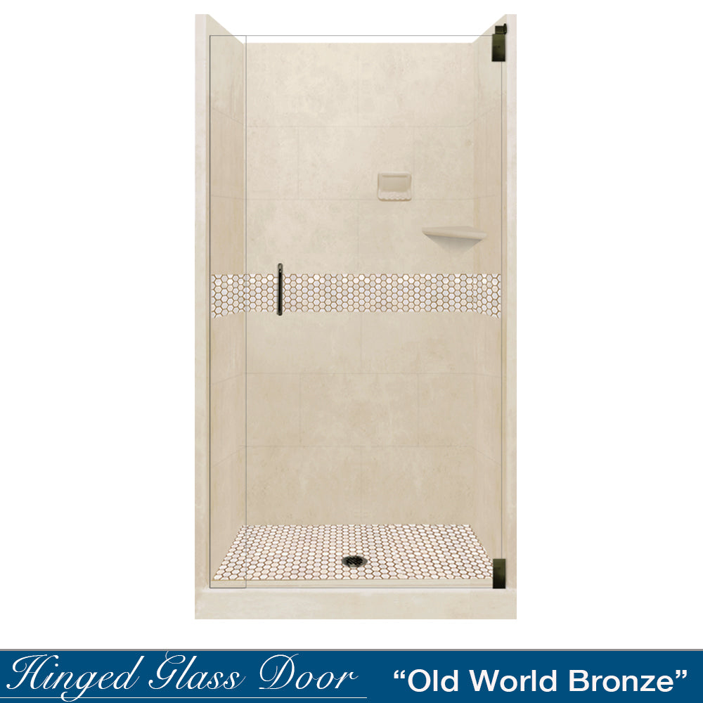 Alcove Desert Sand Sistine Stone & Honey Hex Mosaic Tile Accent - DIY Shower Remodel Kit for Bathroom Wall & Floor Backsplash | Perfect for Home Renovation & Spa Style Decor