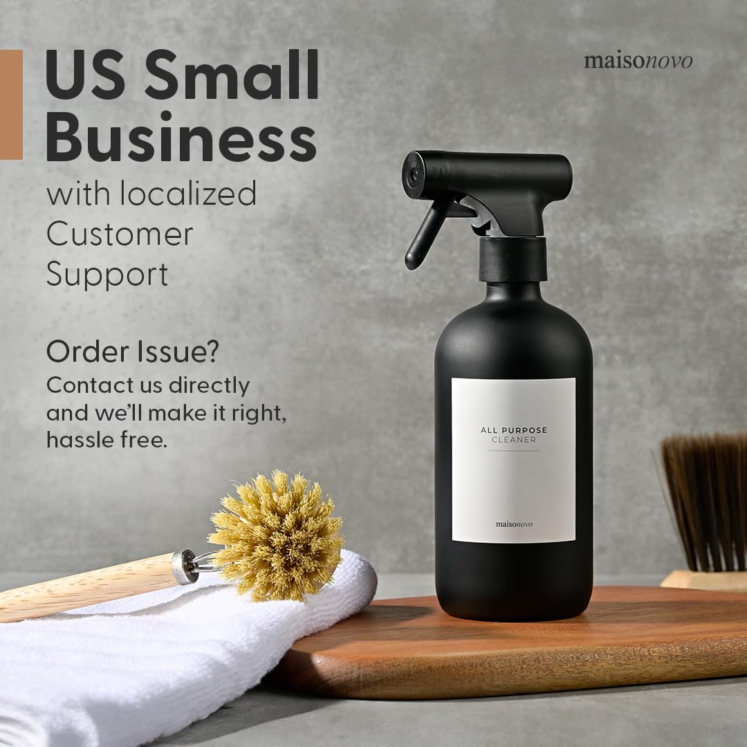 MAISONOVO 16.9oz Amber Glass Spray Bottles (2-Pack) with Labels - for DIY & Cleaning