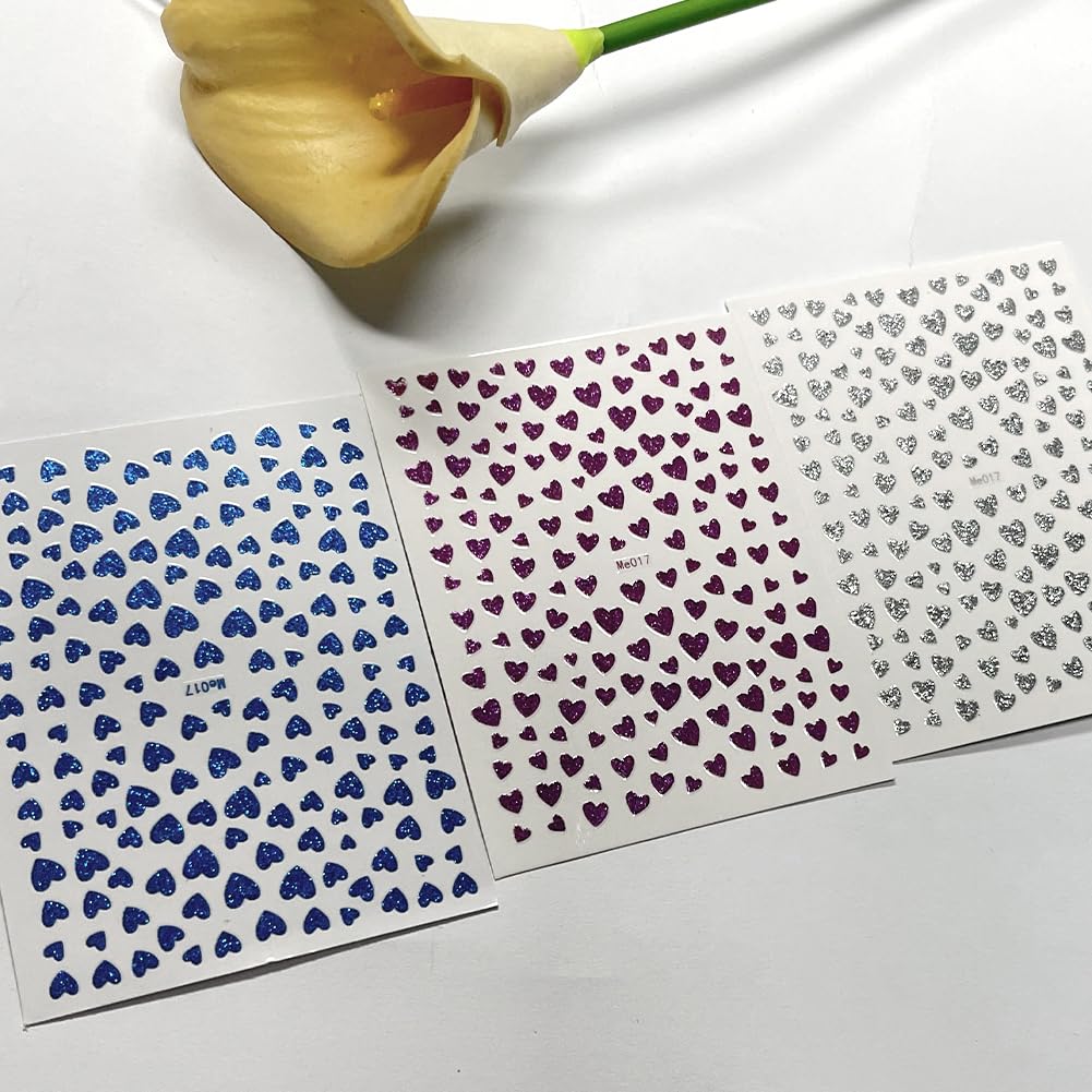 10 Sheets Heart Nail Stickers - 3D Self-Adhesive Valentines Nail Art Decals for Women & Girls | Perfect for DIY Manicures, Valentine's Day, Parties & Special Occasions
