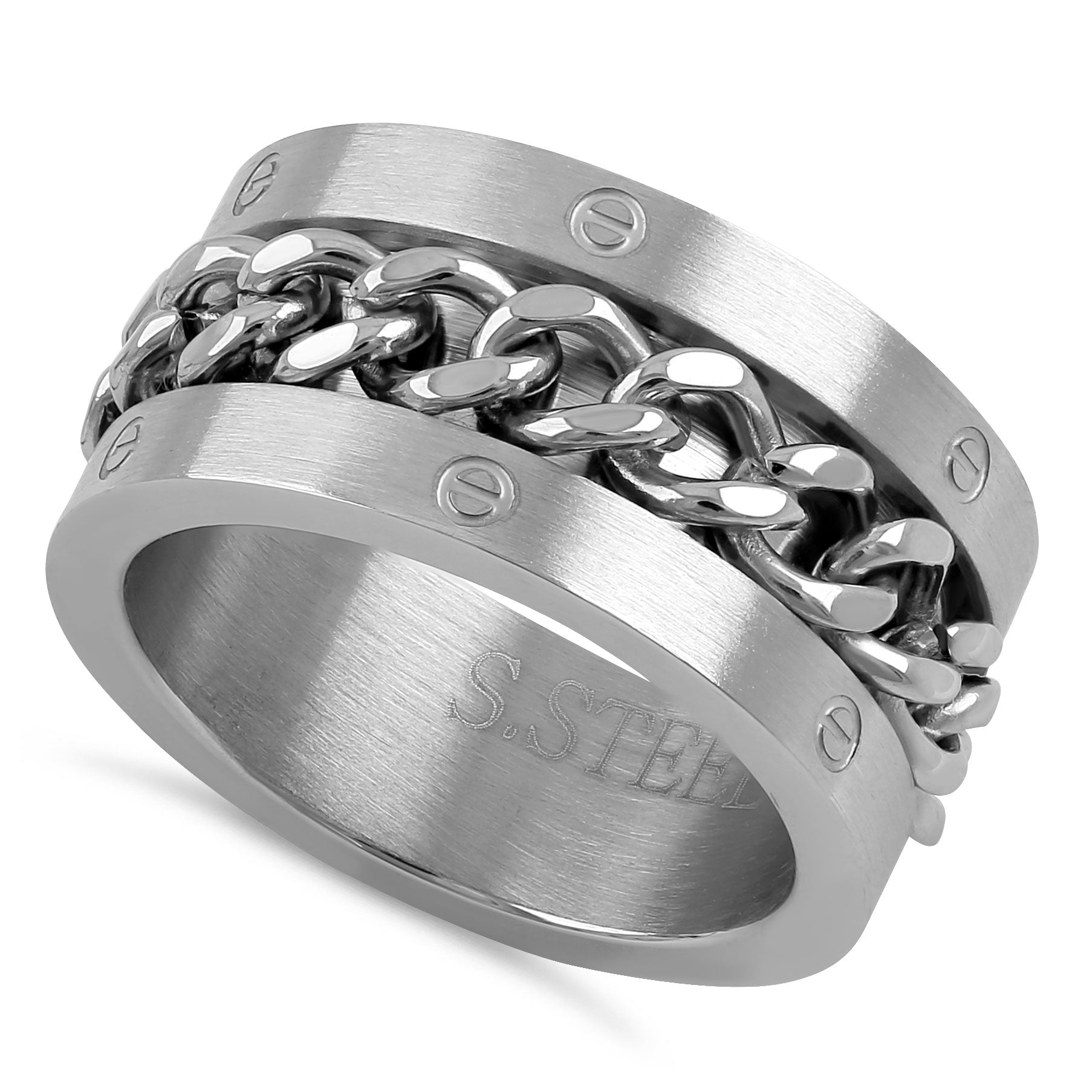 Stainless Steel Curb Chain Band Ring for Men & Women - Trendy Unisex Jewelry Gift for Everyday Wear, Parties & Special Occasions