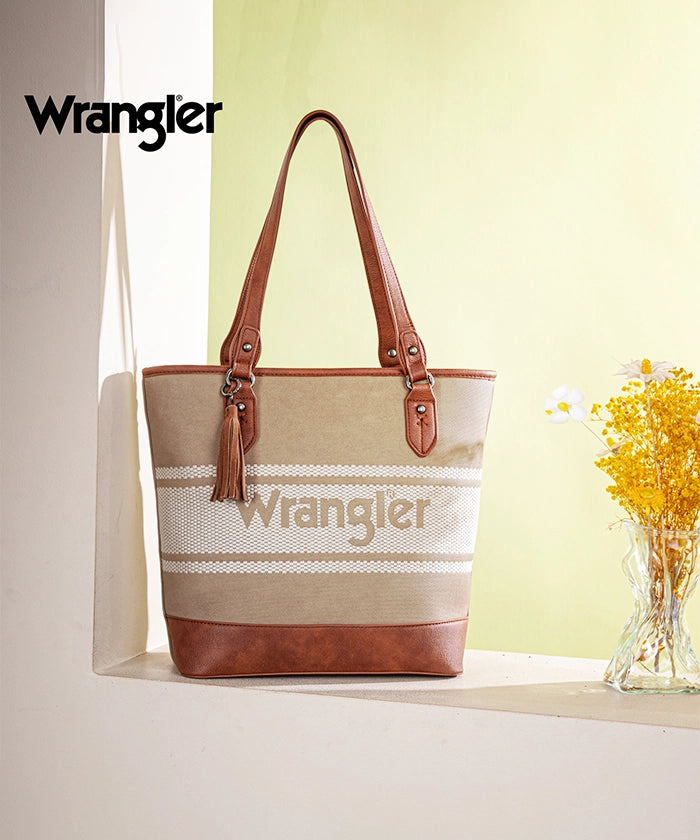 Wrangler Embroidered Canvas Tote Bag for Women - Durable & Stylish Shopping, Beach & Travel Tote - Perfect for Work, Gym & Daily Use
