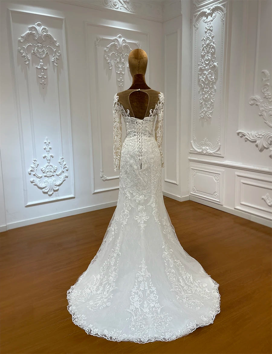 Elegant Full Lace Two-Piece Mermaid Wedding Dress with Ball Gown Skirt - Perfect for Bridal Ceremonies, Formal Events & Romantic Photos