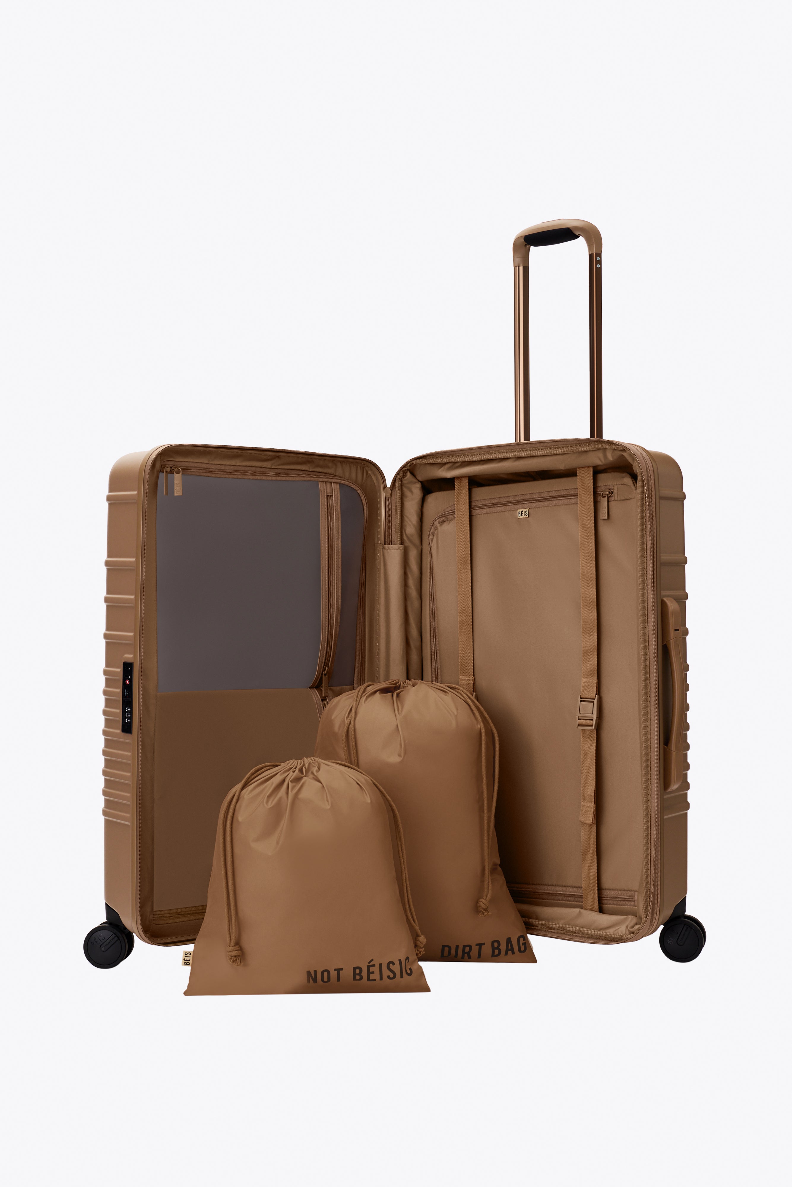 Medium Check-In Roller Suitcase in Camel Color - Perfect for Air Travel & Business Trips