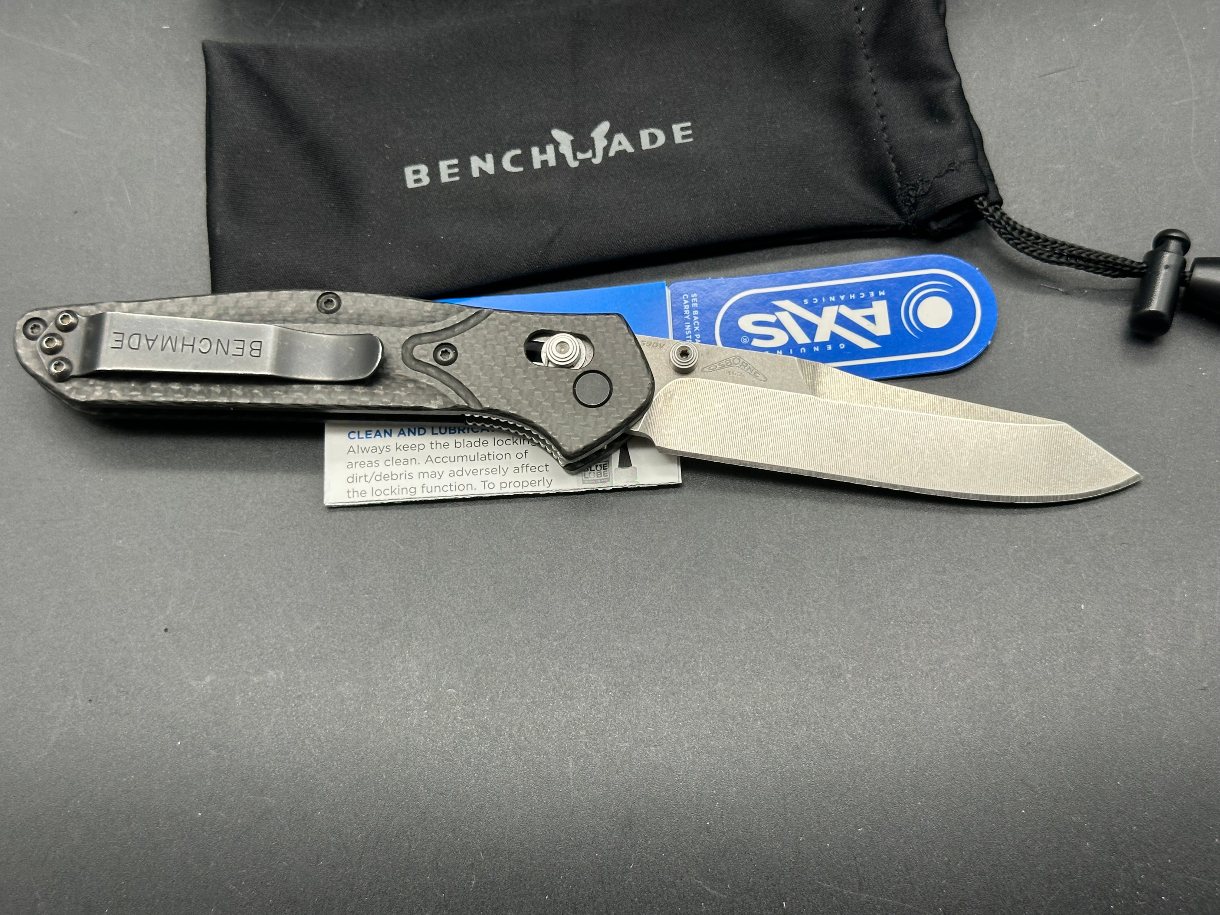 Benchmade Osborne 940 Folding Knife - Black G10 Scales, Clip Point Blade, Satin S90V Steel | EDC, Outdoor, Camping & Survival Knife