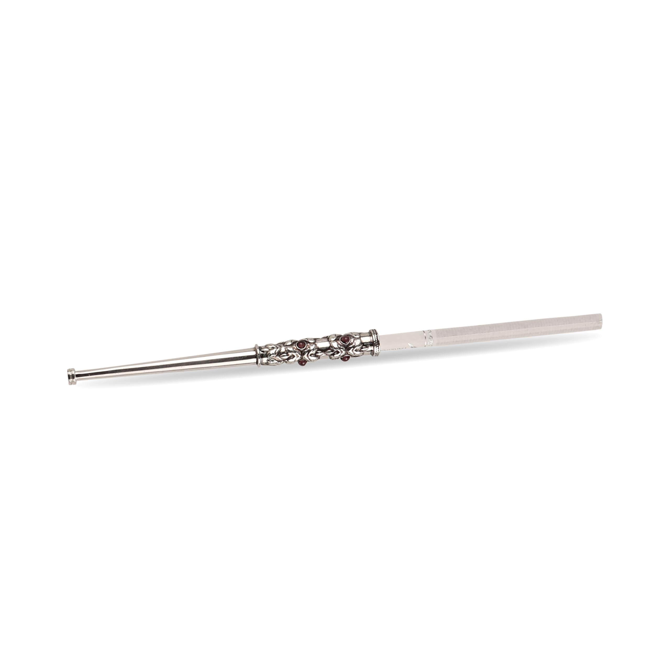 Elegant Silver Cigarette Holder with Genuine Garnet Stones - Perfect for Slim Size Cigarettes | Stylish Smoking Accessory for Parties & Special Occasions
