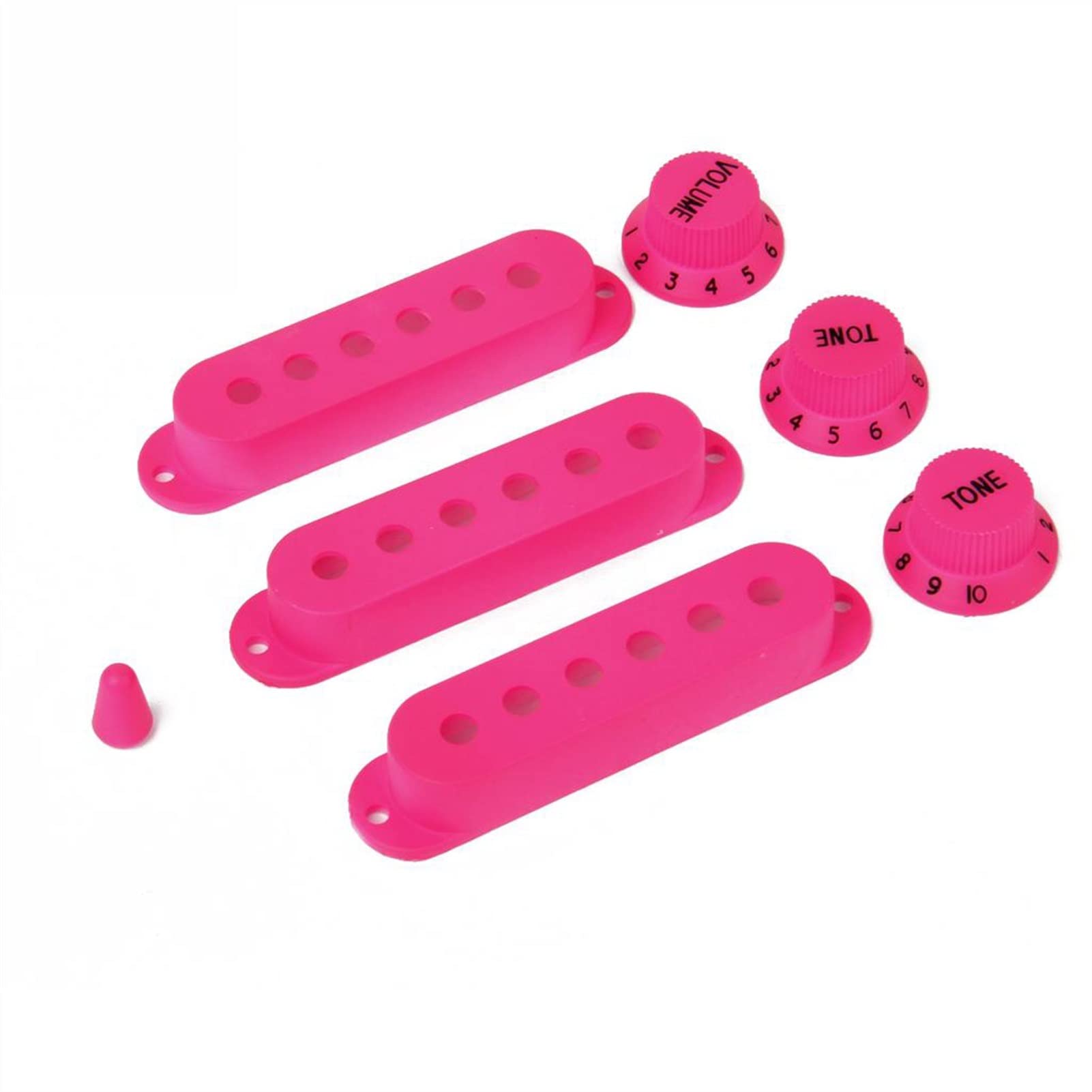 Deep Pink Electric Guitar Accessories Set - 3pcs Pickup Covers, 3pcs Control Knobs & Converter Tip - ABS Plastic Guitar Parts for Rock, Blues & Stage Performance