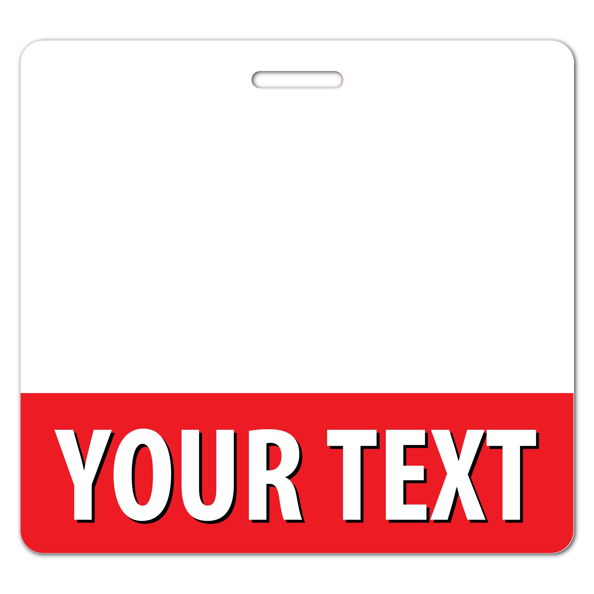Customizable Red Horizontal Badge Buddy ID Backer Card - Double Sided Hard PVC Card - Durable Waterproof ID Badge Holders - 50 Pack for Office, School, Events & Conventions