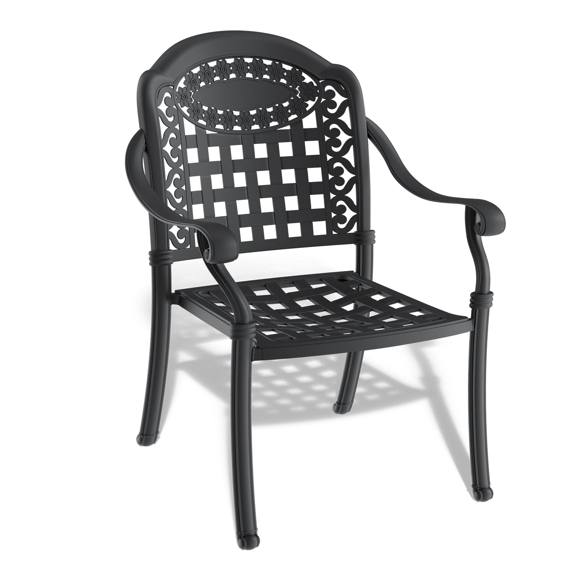 5-Piece Cast Aluminum Patio Furniture Set with Cushions - Outdoor Patio, Garden & Poolside Seating - Random Color Cushions Included