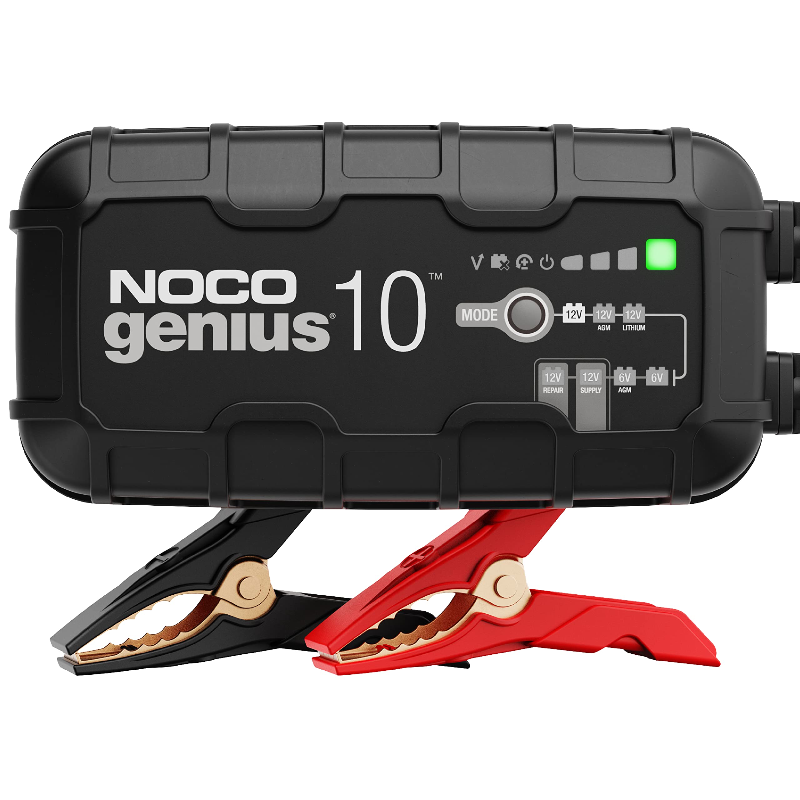 NOCO GENIUS10 10A Smart Car Battery Charger - 6V/12V Automotive Charger & Maintainer for Motorcycle, ATV, Lithium & Deep Cycle Batteries | Trickle Charger, Float Charger with Desulfator | Perfect for Winter Storage & RV Battery Maintenance