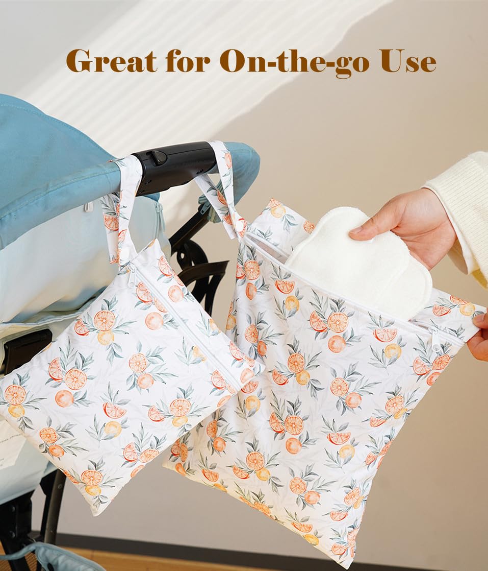 2 Pack Waterproof Wet Bags - Reusable Zippered Storage for Baby Diapers, Breast Pump Parts & Swimwear | Ideal for Travel, Beach, Pool & Gym | Keeps Wet Clothes & Essentials Dry (Set of 2 Sizes)