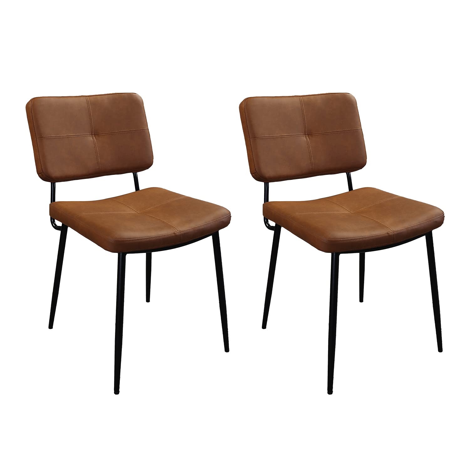 Canosasi 4-Piece Modern Upholstered Dining Chair Set - Soft PU Leather Cushion Seats with Sturdy Metal Legs - Dark Brown Kitchen & Living Room Side Chairs for Dining, Entertaining & Home Decor