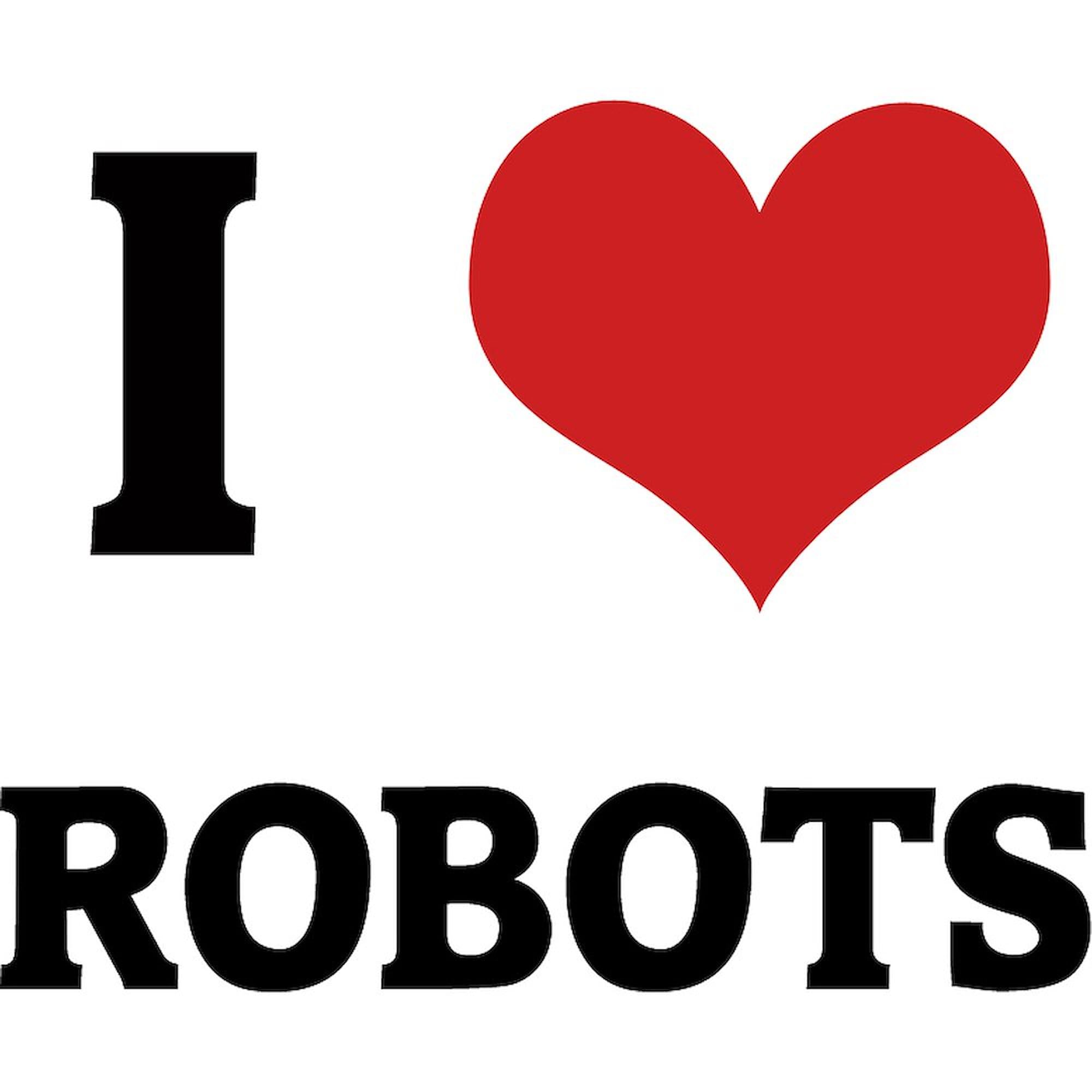 I Love Robots Rectangle Sticker - Durable Vinyl Bumper Sticker for Cars, Laptops & Water Bottles - Fun Robot-Themed Decal for Tech Lovers & Science Enthusiasts