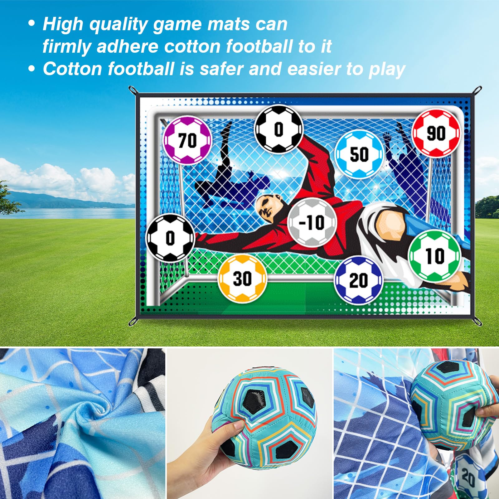 Mini Soccer Games Set for Kids - Indoor/Outdoor Backyard Toy with Adhesive Ball (No Inflation Needed) - Fun Birthday Gift for Boys & Girls - Perfect for Yard, Park, and Playroom Activities
