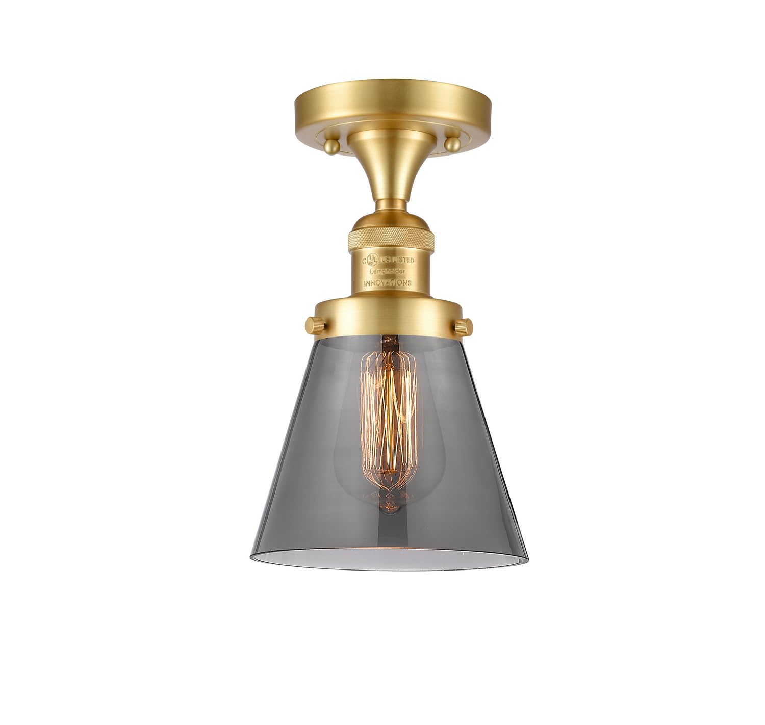 517-1CH-SG-G63-LED Bare Bulb 1 Light Cord Set in Satin Gold - Vintage Edison Bulb Pendant Lighting for Bedroom, Living Room, Cafe & Restaurant Decor