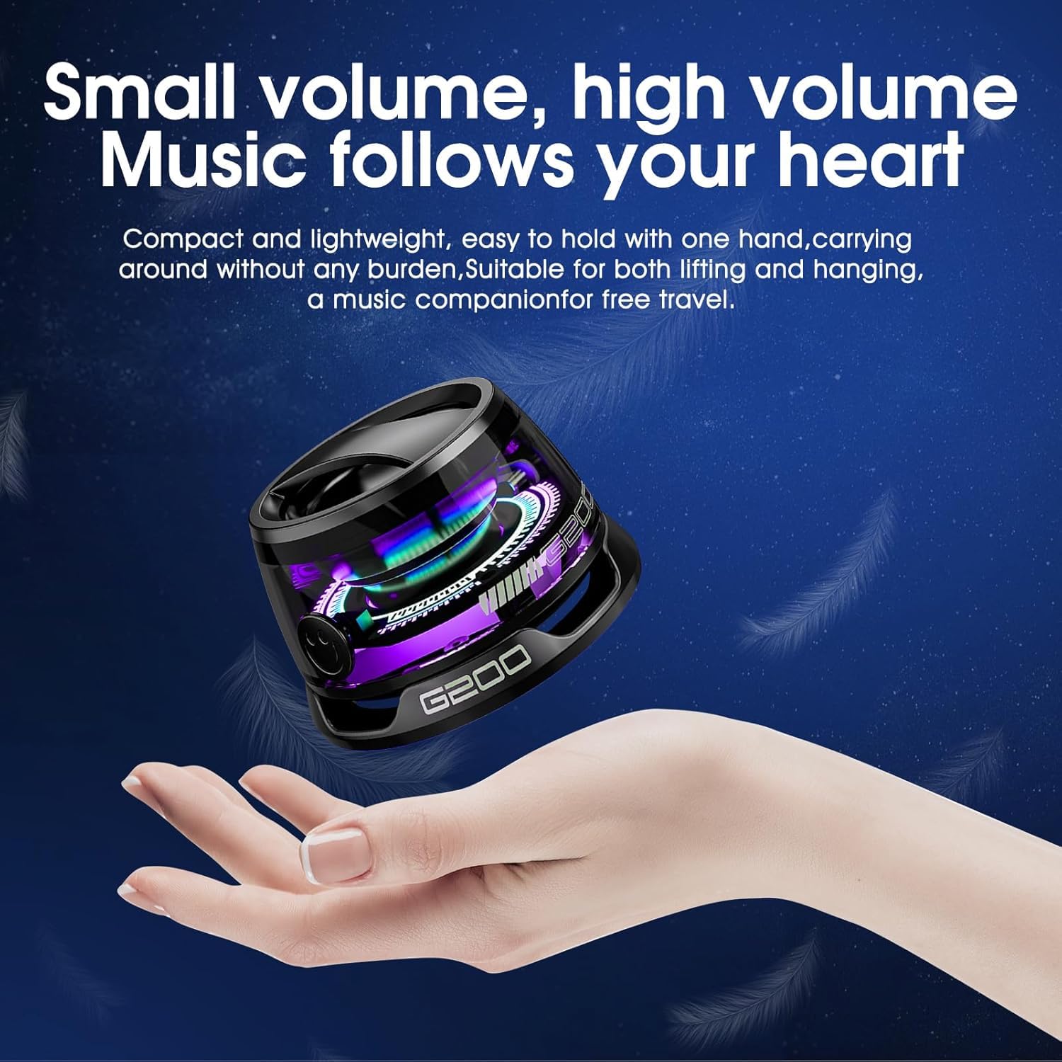 Portable Bluetooth Speaker with Magnetic Phone Stand - Wireless Mini Speaker for iPhone, Android, PC - RGB Light Party Speaker for Camping, Travel, Desk, Home & Outdoor Use - Compact Black Speaker