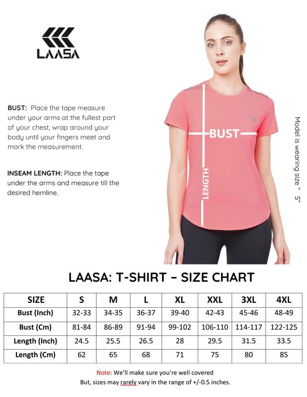 LAASA Women's Curved Hem Gym T-Shirt - Soft Breathable Workout Top for Yoga, Running & Fitness - Trendy Printed Athletic Tee for Active Lifestyles