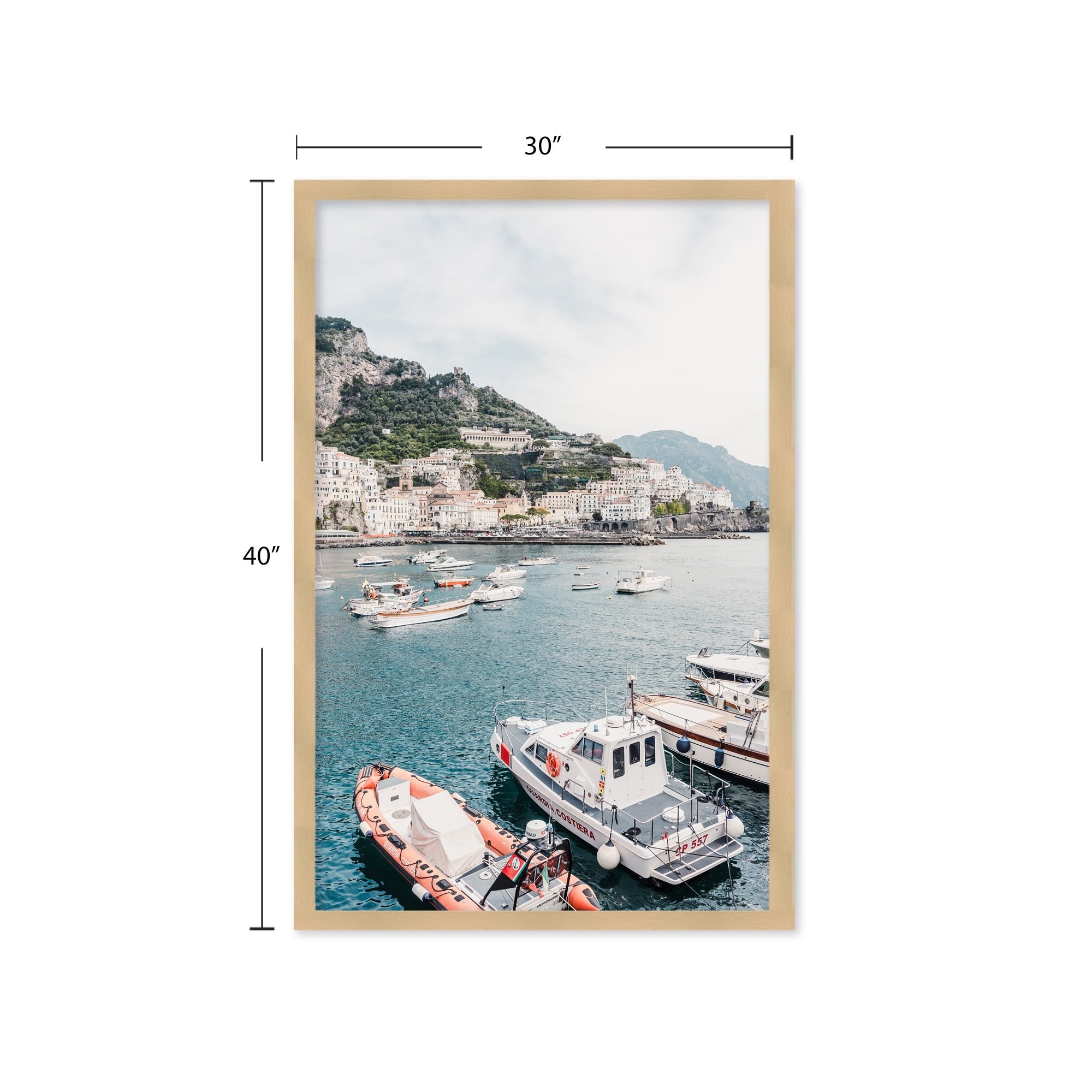 Amalfi Coast Framed Textured Wall Art - Handmade Canvas Painting for Living Room, Bedroom & Office Decor | Coastal Italy Landscape Artwork | Perfect Gift for Home Interior Design