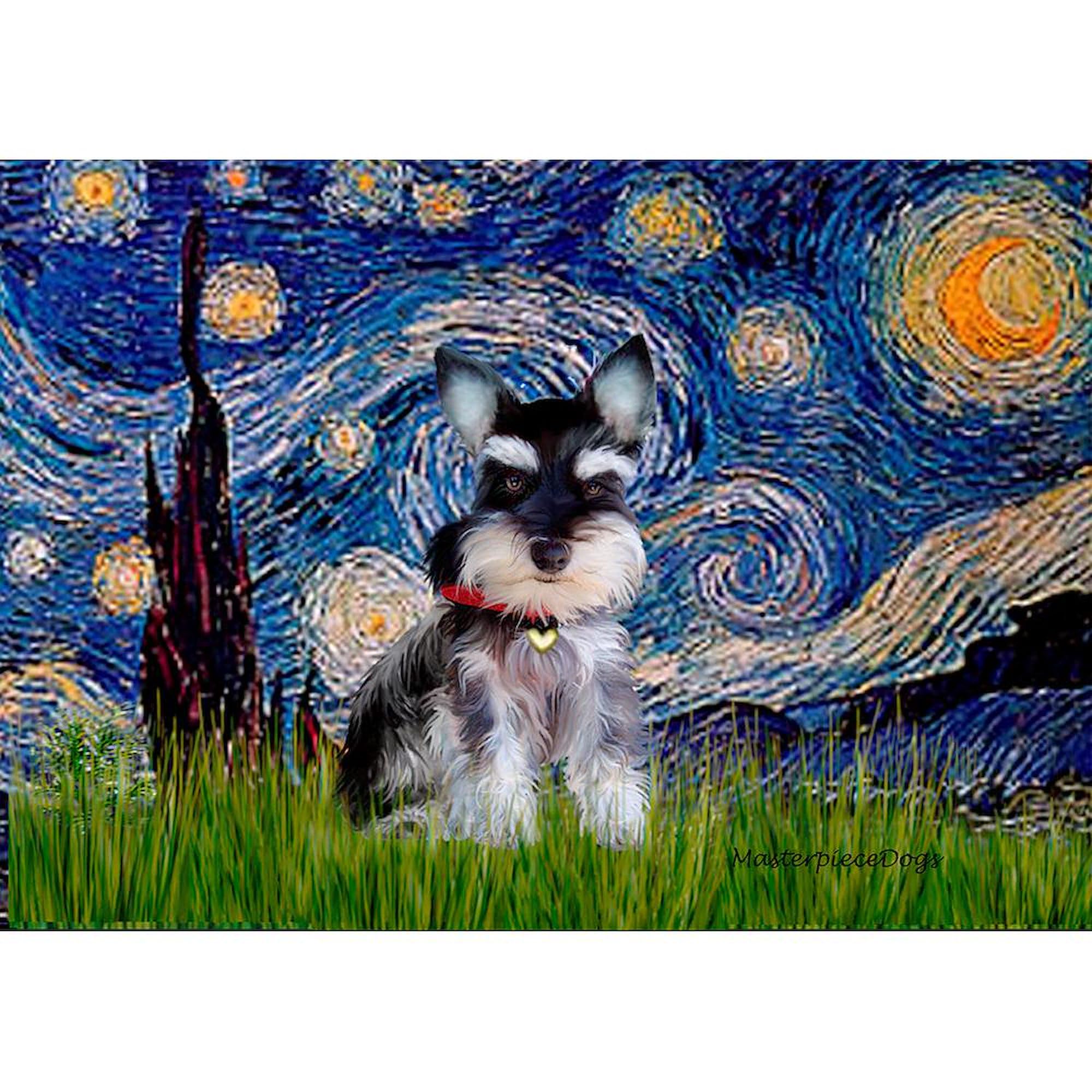 Starry Night Schnauzer Dog Design 20 oz Ceramic Coffee Mug - Large Capacity Mega Cup for Hot & Cold Drinks, Perfect for Home, Office or Gift Giving