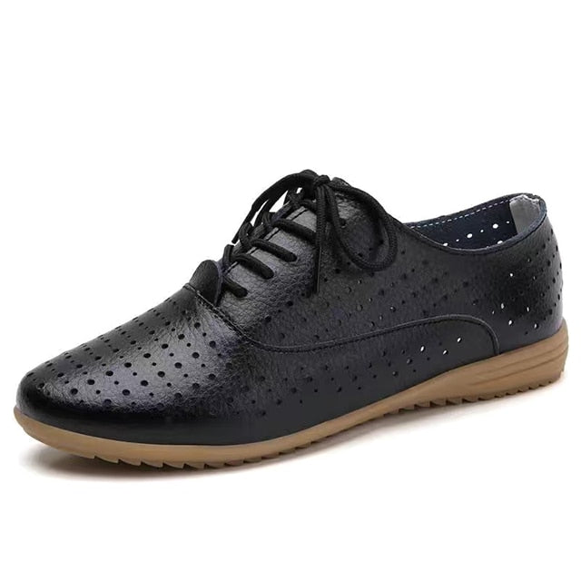 Women's Comfortable Oxford Ballerina Flats - Breathable Slip-On Loafers for Work, Travel & Casual Wear