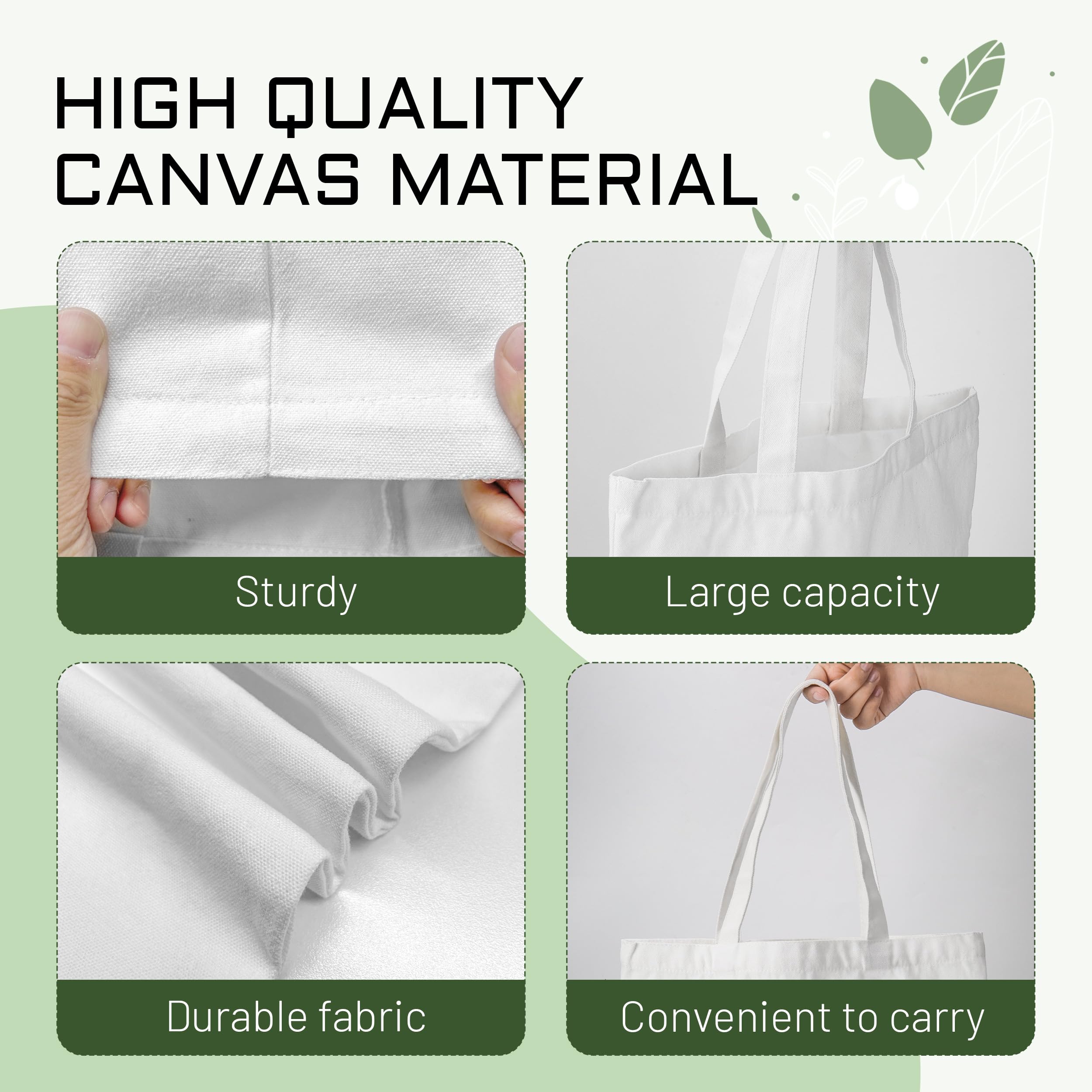 Joyclub 10 Pack Sublimation Tote Bags - Bulk Polyester Canvas Reusable Grocery Bags for DIY Painting, Crafting & Sublimation - Perfect for Gifts, Shopping, Beach Trips & Farmers Market