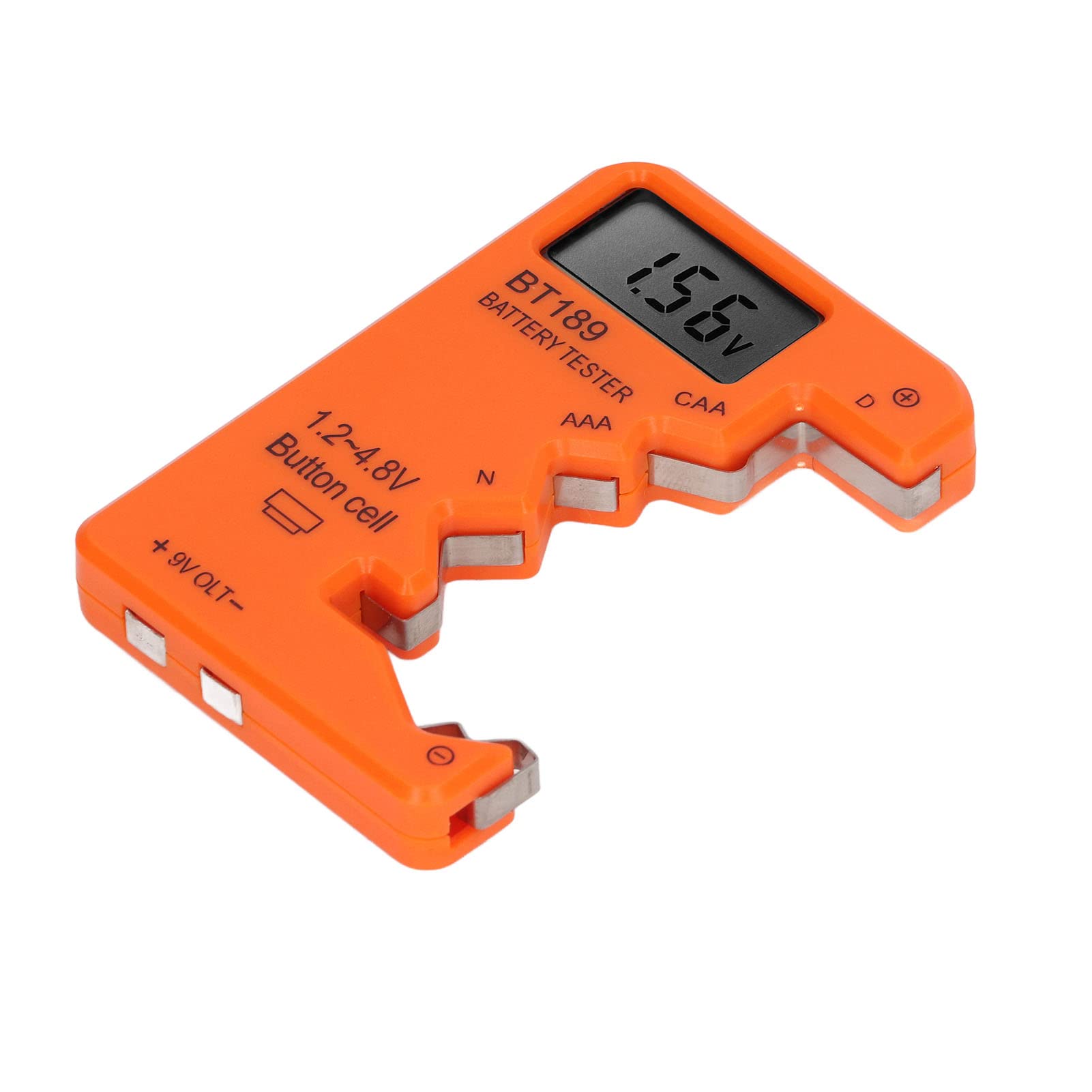 Digital Battery Capacity Tester - AA AAA C D N 9V 1.5V 3V Button Cell Checker with LCD Display | Perfect for Home, Office & Electronics Repair (Orange)