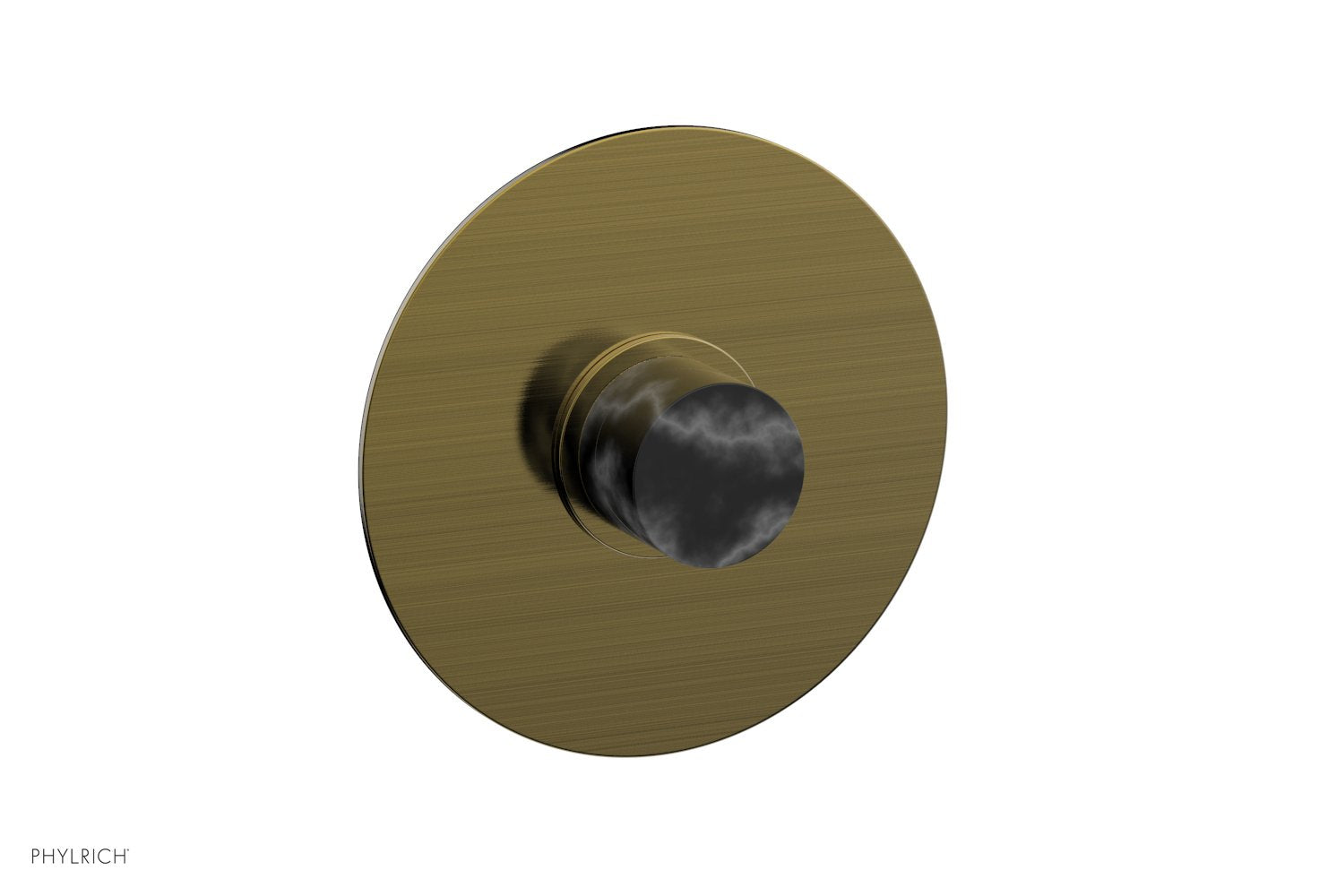 BASIC II 3/4 Thermostatic Round Shower Trim Plate with Black Marble Handle - Modern Bathroom Faucet for Luxury Showers (Model 4 182) | Perfect for Spa-Like Bathroom Renovations