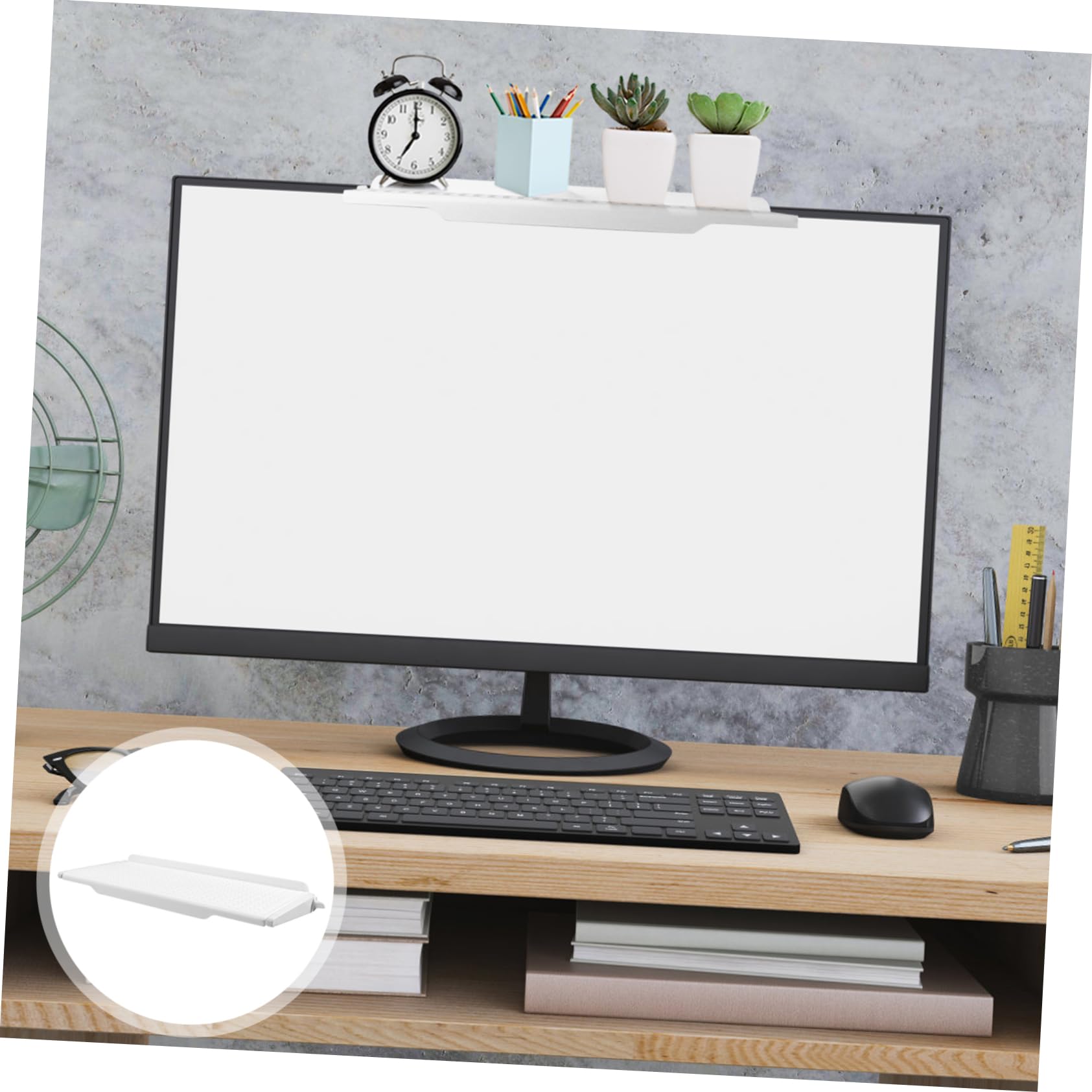 VILLFUL No Drill Computer Monitor Stand Shelf - Adjustable TV Shelf Mount for Home Office Desk, Space Saving Organizer for Screens, Laptops, Printers - Perfect for Workspace & Gaming Setup