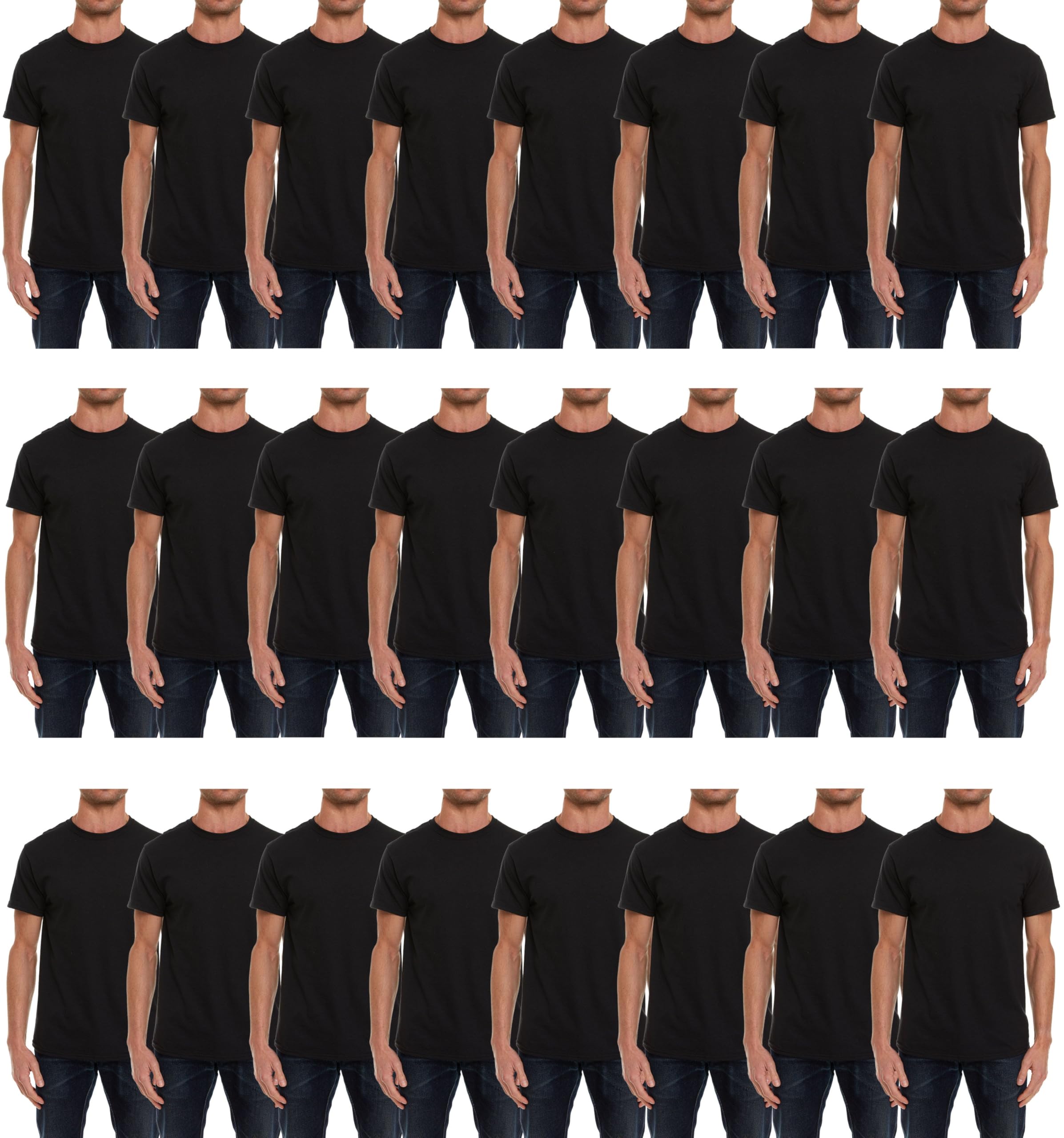 Bulk Pack Men's Cotton Crew Neck T-Shirts - 6 Pack Short Sleeve Lightweight Tees (Assorted Colors) for Casual Wear, Gym & Everyday Outfits