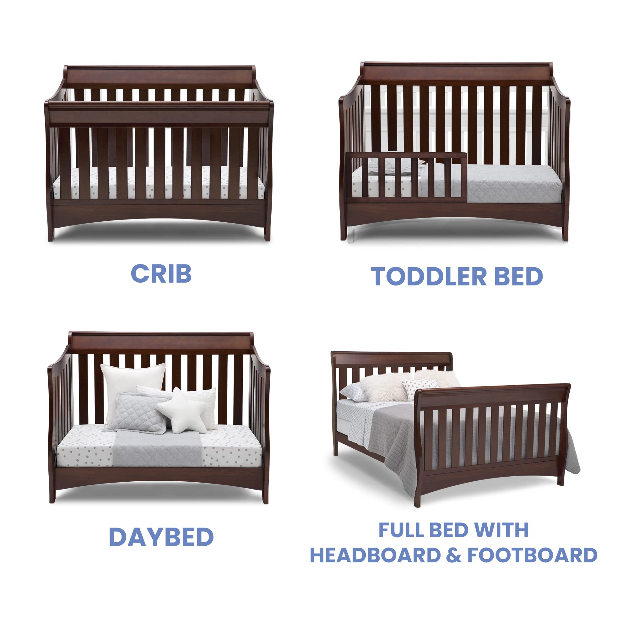 Delta Children Bentley S Series 4-in-1 Convertible Crib in Chocolate Finish with Serta Perfect Slumber Dual-Sided Crib Mattress - Nursery Furniture Set for Newborns to Toddlers | Safe Sleep Solution for Baby's Nursery or Daycare