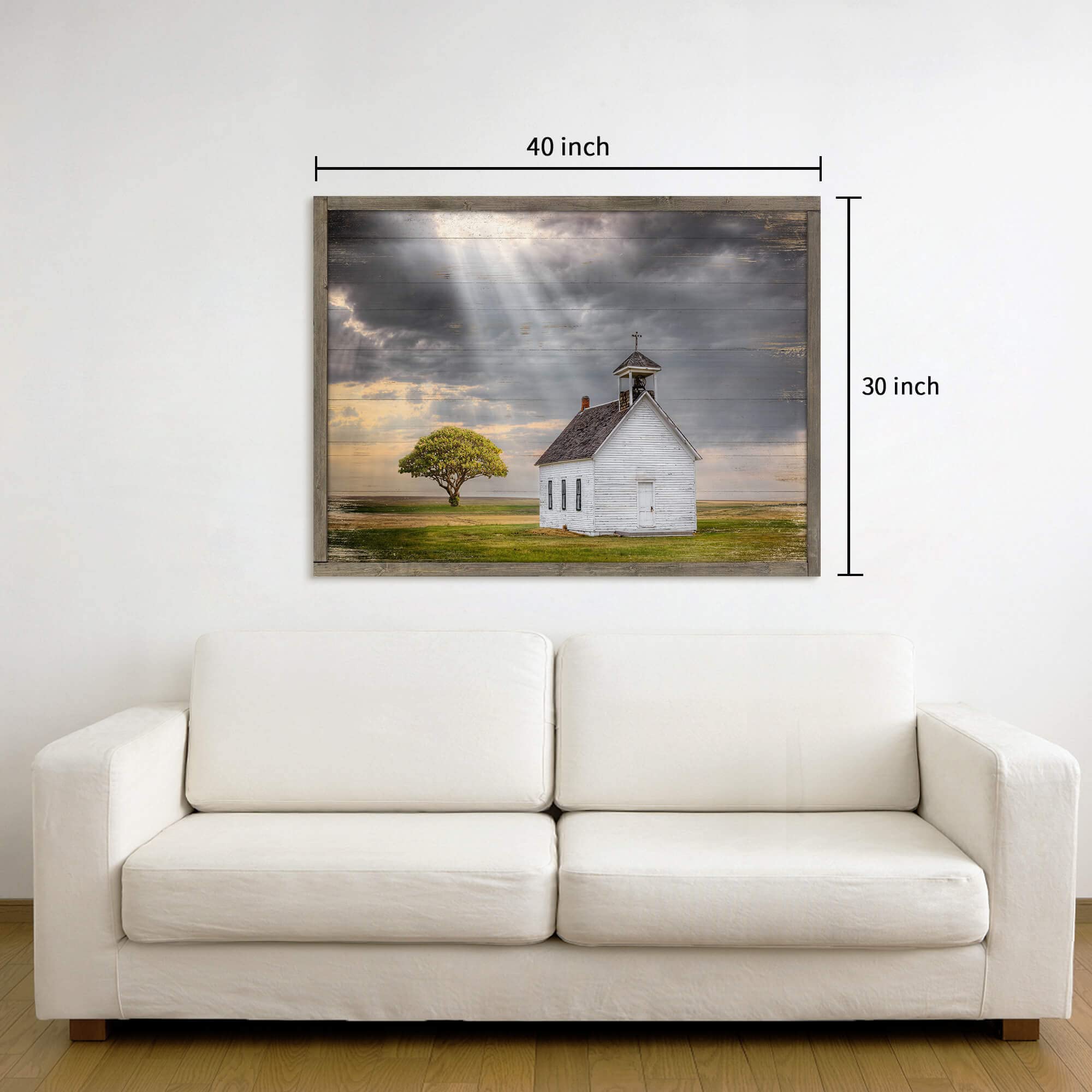 Handcrafted Wooden Barn Landscape Painting - Rustic Countryside Framed Wall Art for Home & Office Decor | Perfect for Living Room, Bedroom, Farmhouse Style Interior
