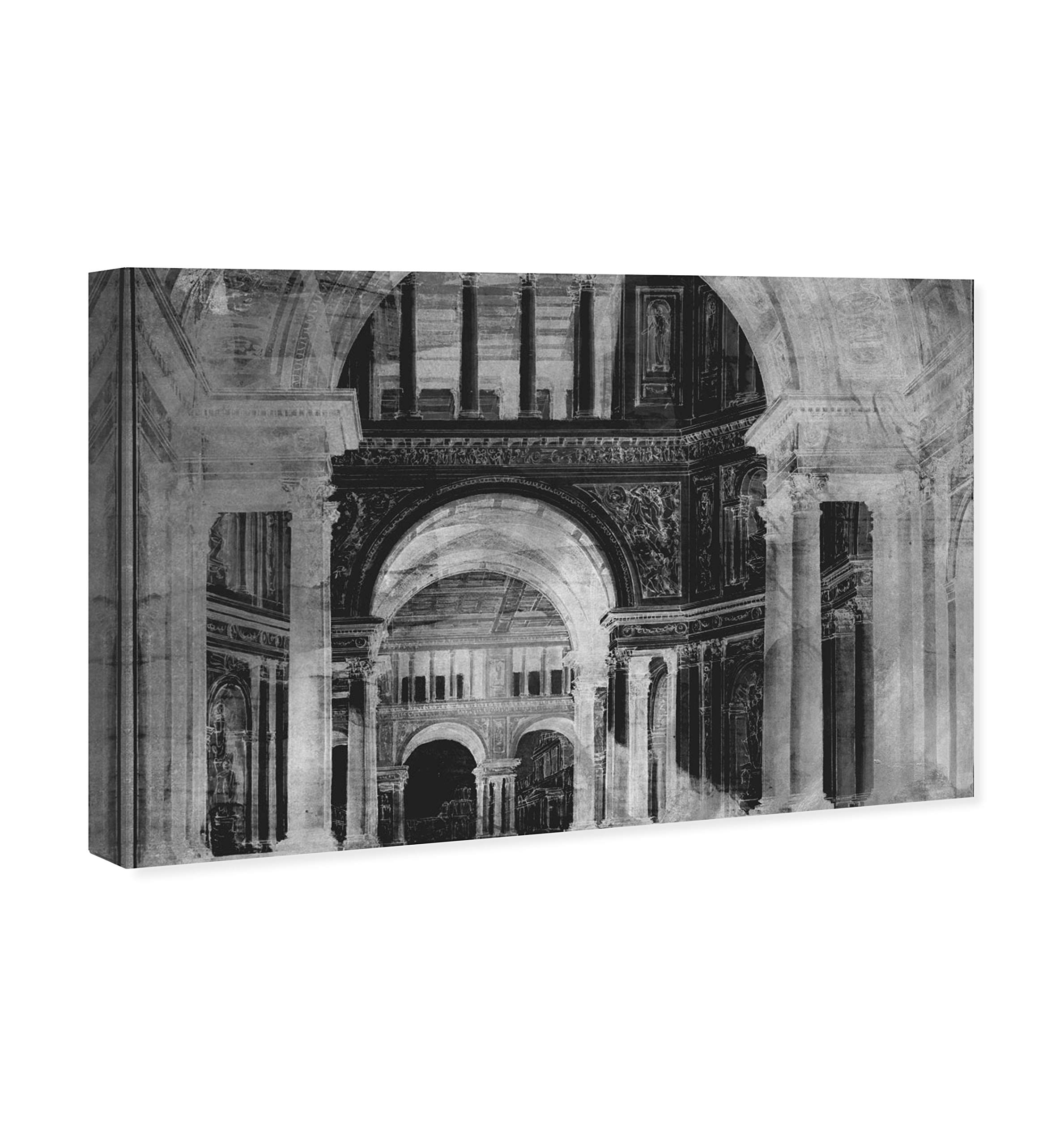 Oliver Gal Artist Co. 'Palatine Hill' Architecture Wall Art Canvas Print - 54x36 Inches Black & White Home Decor - Perfect for Living Room, Bedroom & Office Wall Decor