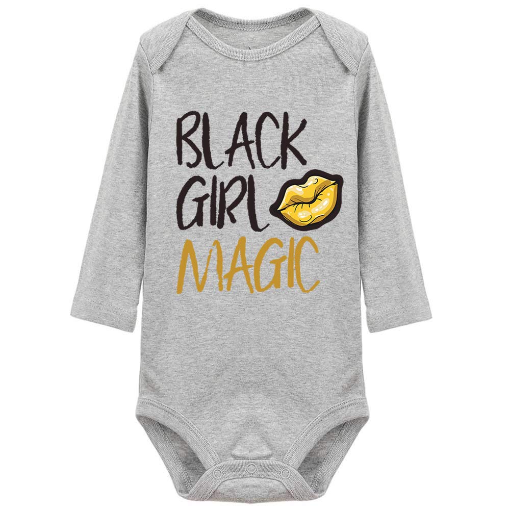 Furmall Black Girl Magic Long Sleeve Cotton Bodysuit - Soft Infant Onesie & Newborn Romper Outfit for Baby Girls - Perfect for Photoshoots, Playdates & Special Occasions