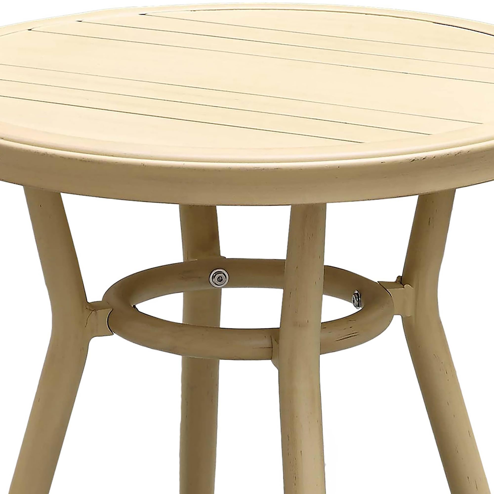 Furniture of America Devey Aluminum Round Patio Side Table - Natural Finish Outdoor Coffee Table for Garden, Poolside & Balcony Use