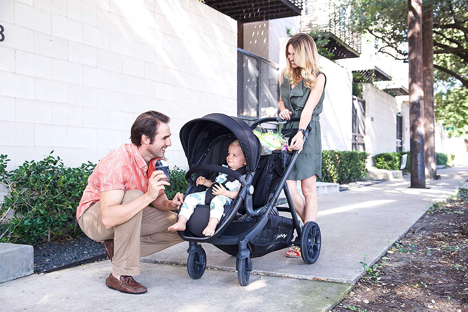 Joovy Qool Stroller - Adjustable Single, Double & Triple Stroller for Toddlers | Lightweight & Customizable Baby Stroller in Grey Melange | Perfect for City Walks, Shopping & Family Outings