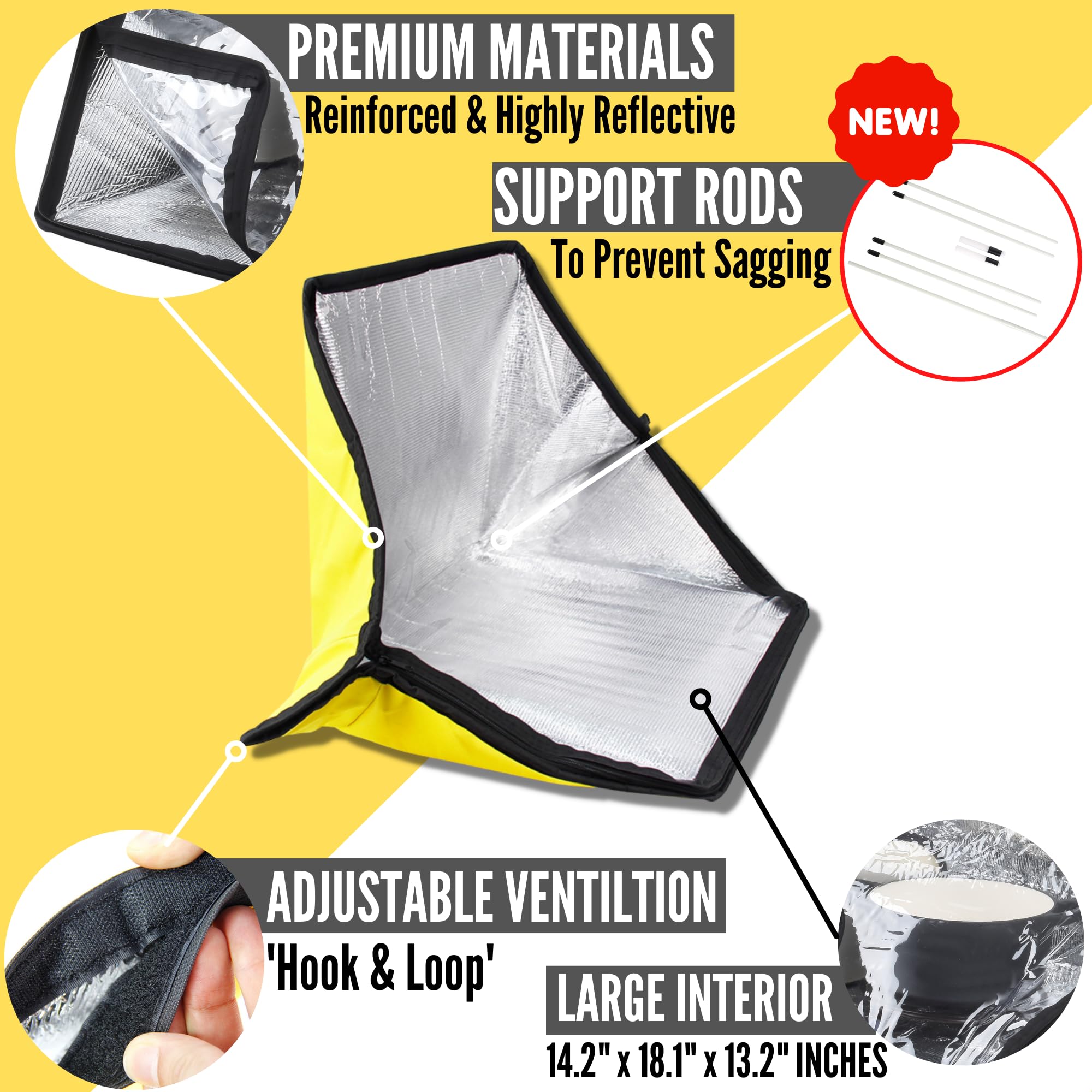Premium Solar Oven for Camping & Outdoor Cooking | Portable Foldable Solar Cooker with Reinforced Support Rods, Carry Bag & Beginner Recipe Guide | Perfect for Backpacking, Emergency Preparedness & Off-Grid Living
