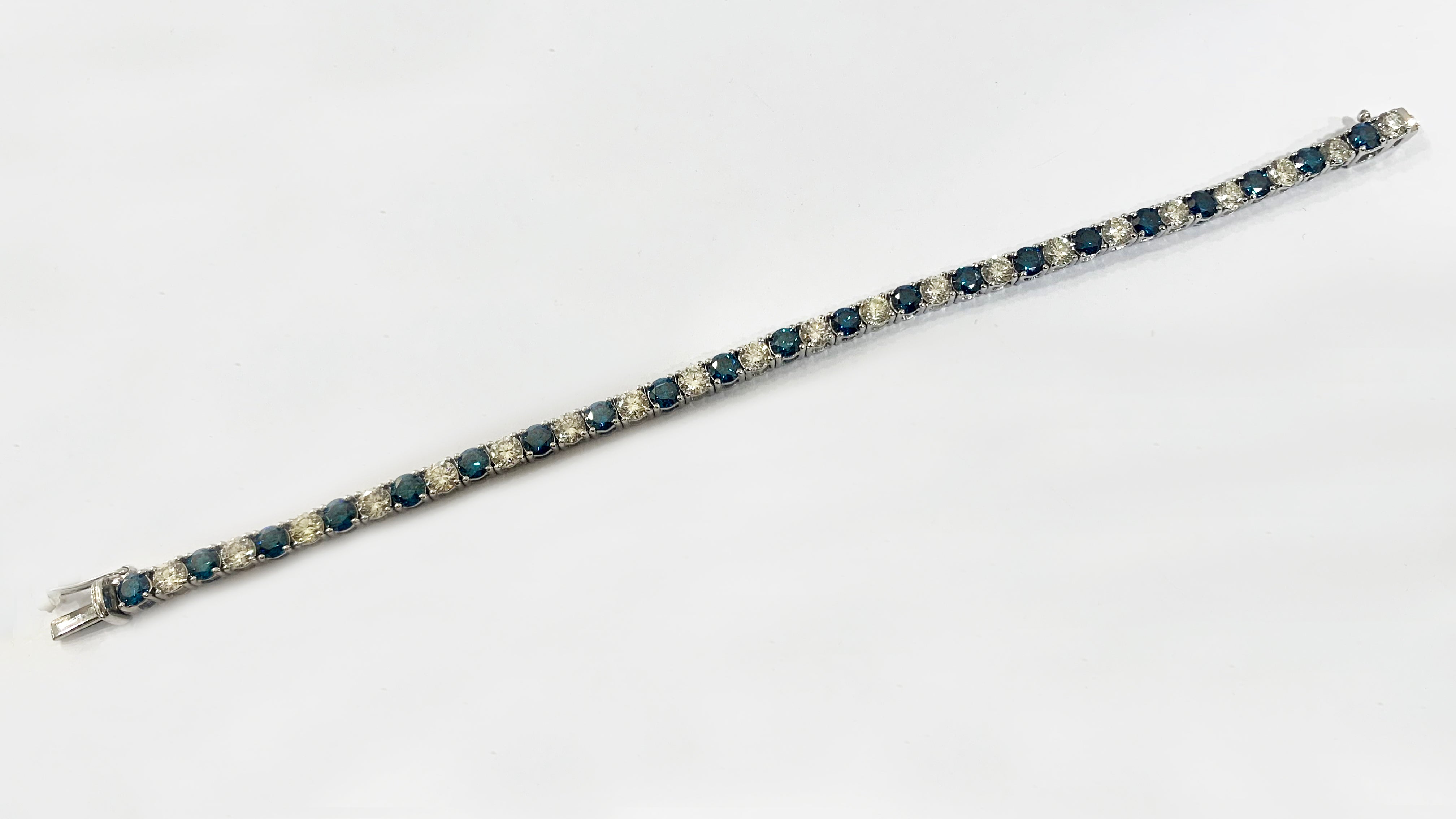 14K White Gold Blue Diamond Bracelet for Women - Elegant Tennis Bracelet Jewelry Gift for Anniversary, Birthday & Special Occasions