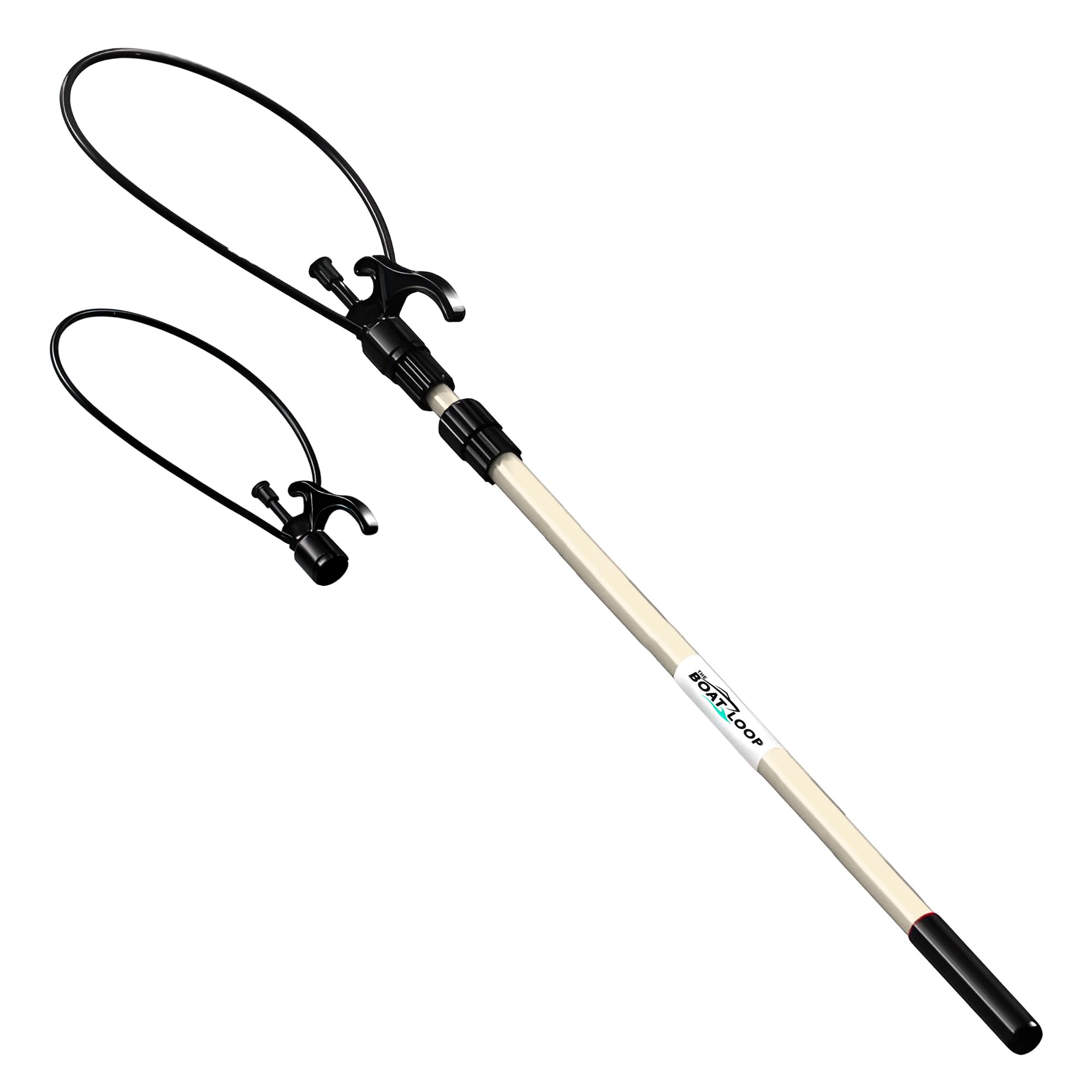 Extendable Fiberglass Boat Hook with Flexible Loop & Quick-Lock System - Adjustable 2-8ft Marine Pole with Rubber Guard - Docking, Mooring & Line Handling Tool for Boats, Kayaks & Watercraft