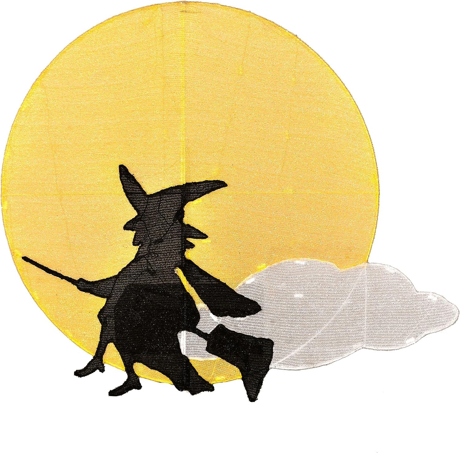 National Tree Company Halloween LED Garden Stake - Moon & Flying Witch Lawn Decoration with Plug-in Lights (41 Inches) - Spooky Outdoor Yard Decor for Halloween Parties & Home Haunting Displays