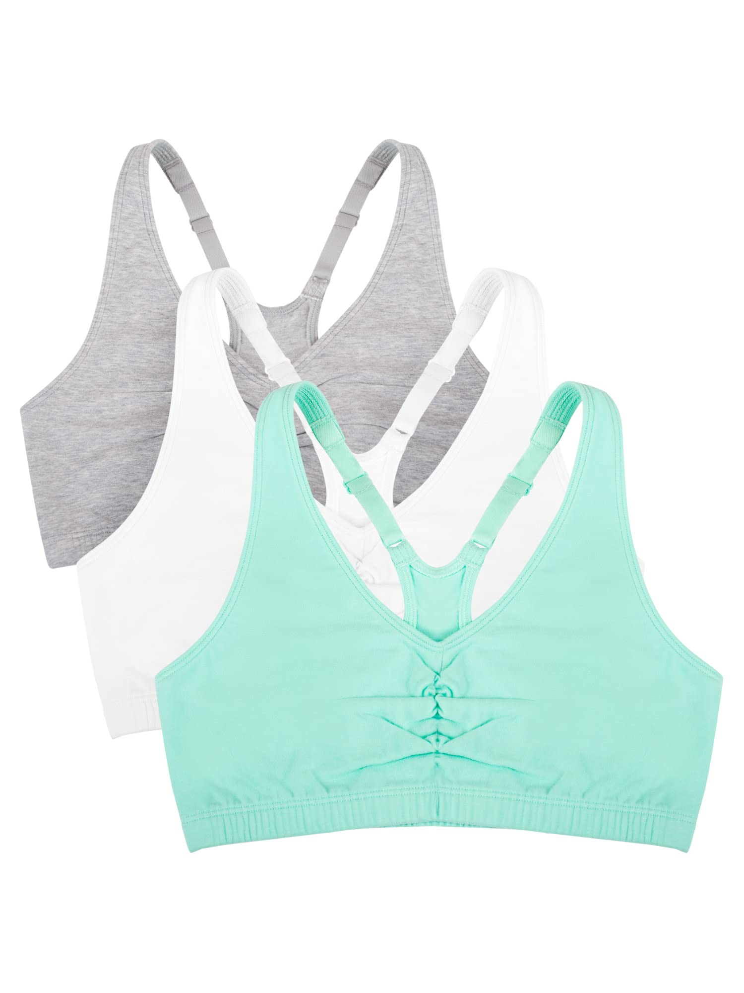 Fruit of the Loom Women's Adjustable Shirred Front Racerback Sports Bra - Comfortable Workout Bra for Yoga, Running & Gym - Plus Size Activewear for Women