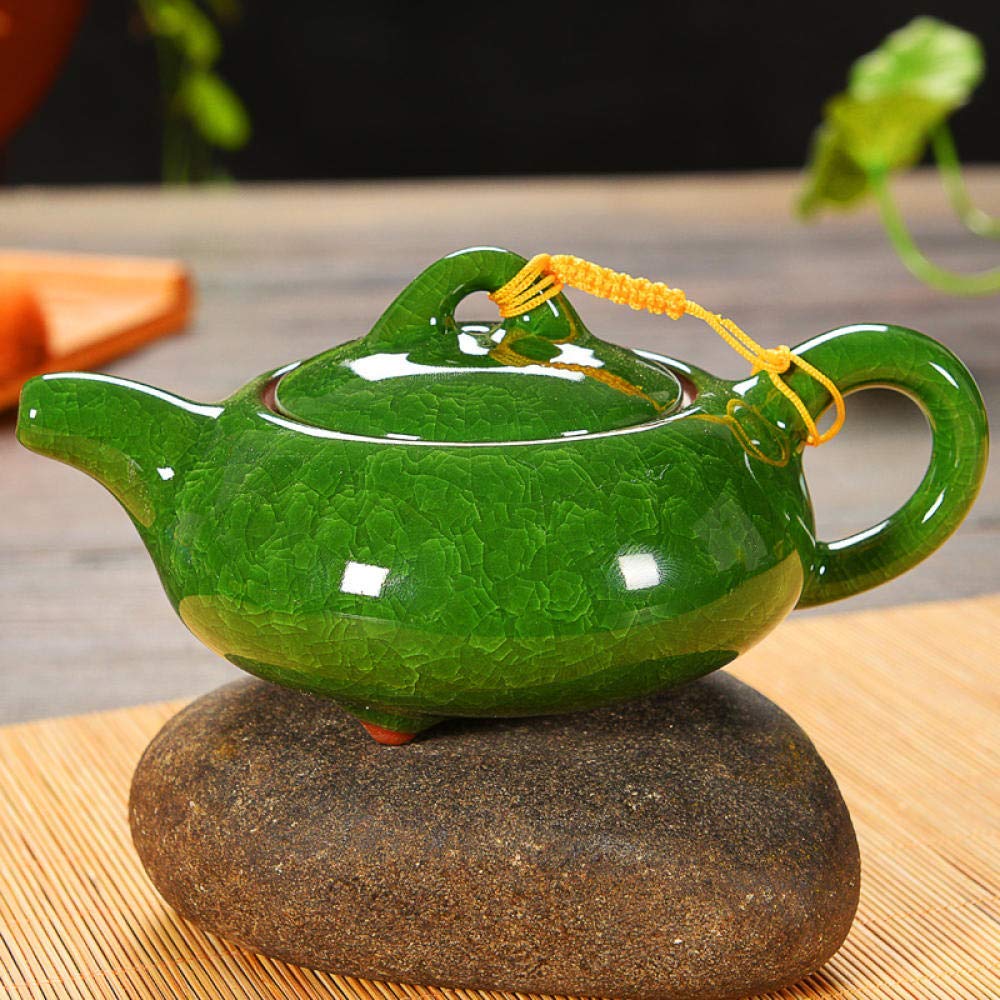 Premium 120cc Ceramic Tea Set with Ice Crack Texture & Comfortable Handle - Black Tea, Puer, Kung Fu Brewing Accessories for Home & Office Use