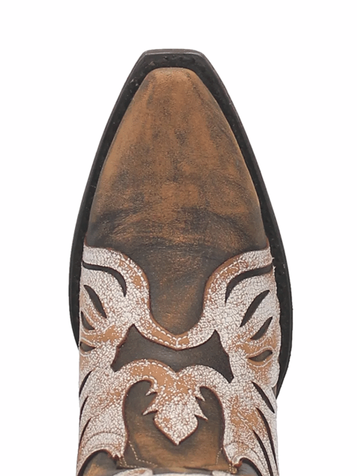 Dan Post DP4359 Women's Indulgence Overlays Leather Boots - Brown & White Cowboy Boots for Western Fashion, Country Dancing & Rodeo Events