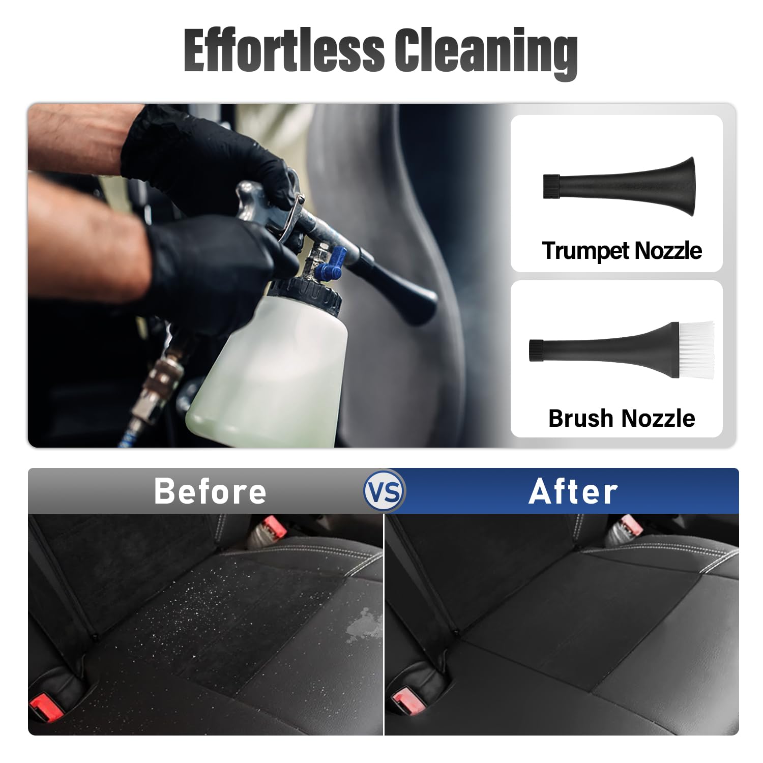 High Pressure Car Cleaning Air Blow Gun with 1L Foam Bottle & 2 Nozzles - Interior Detailing Tool for Vehicle Upholstery, Carpet & Seat Cleaning - Perfect for Auto Detailing, Car Wash & Home Cleaning
