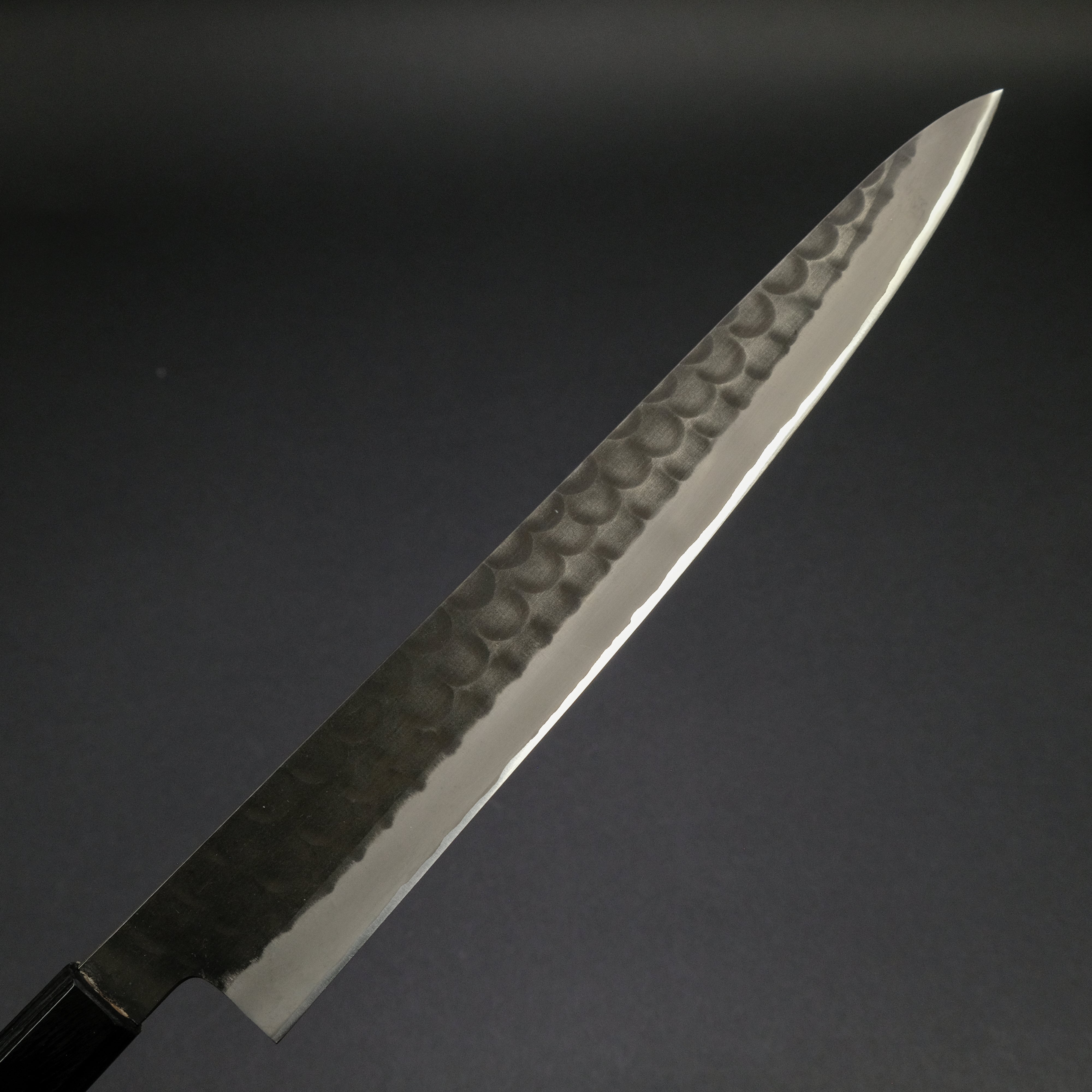 Premium 270mm Mutsumi Blue Super Kurouchi Tsuchime Sujihiki Knife - Handcrafted Japanese Ebony Handle - Perfect for Slicing Sashimi, Meat & Sushi Preparation