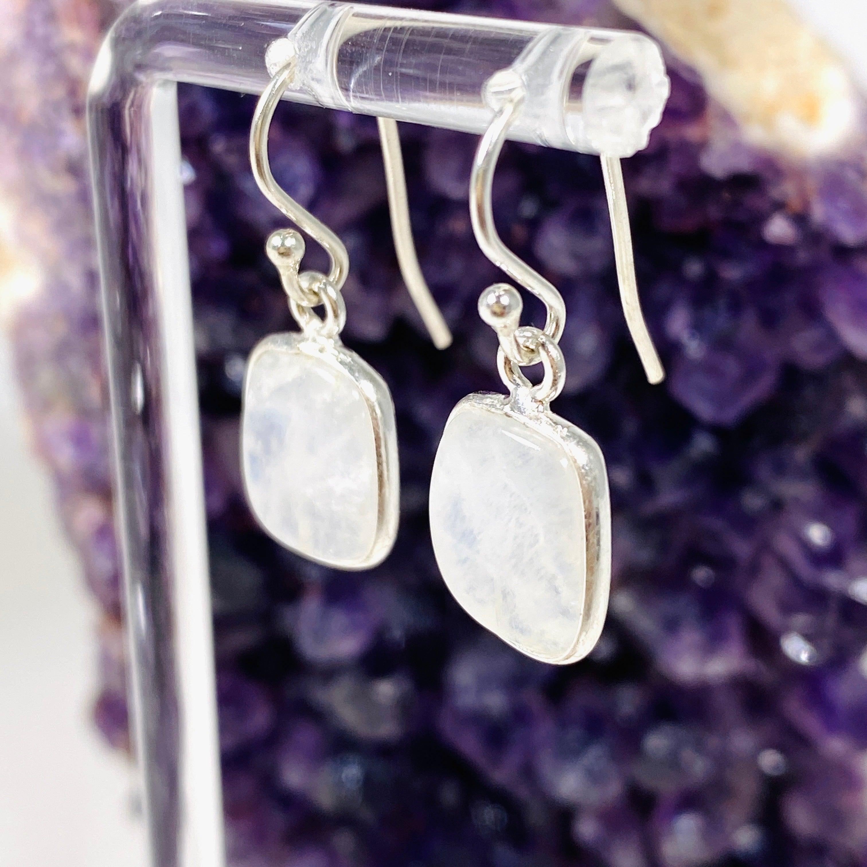 Moonstone Square Earrings KEGJ1391 - Elegant Sterling Silver Jewelry for Women | Perfect for Weddings, Parties & Everyday Wear