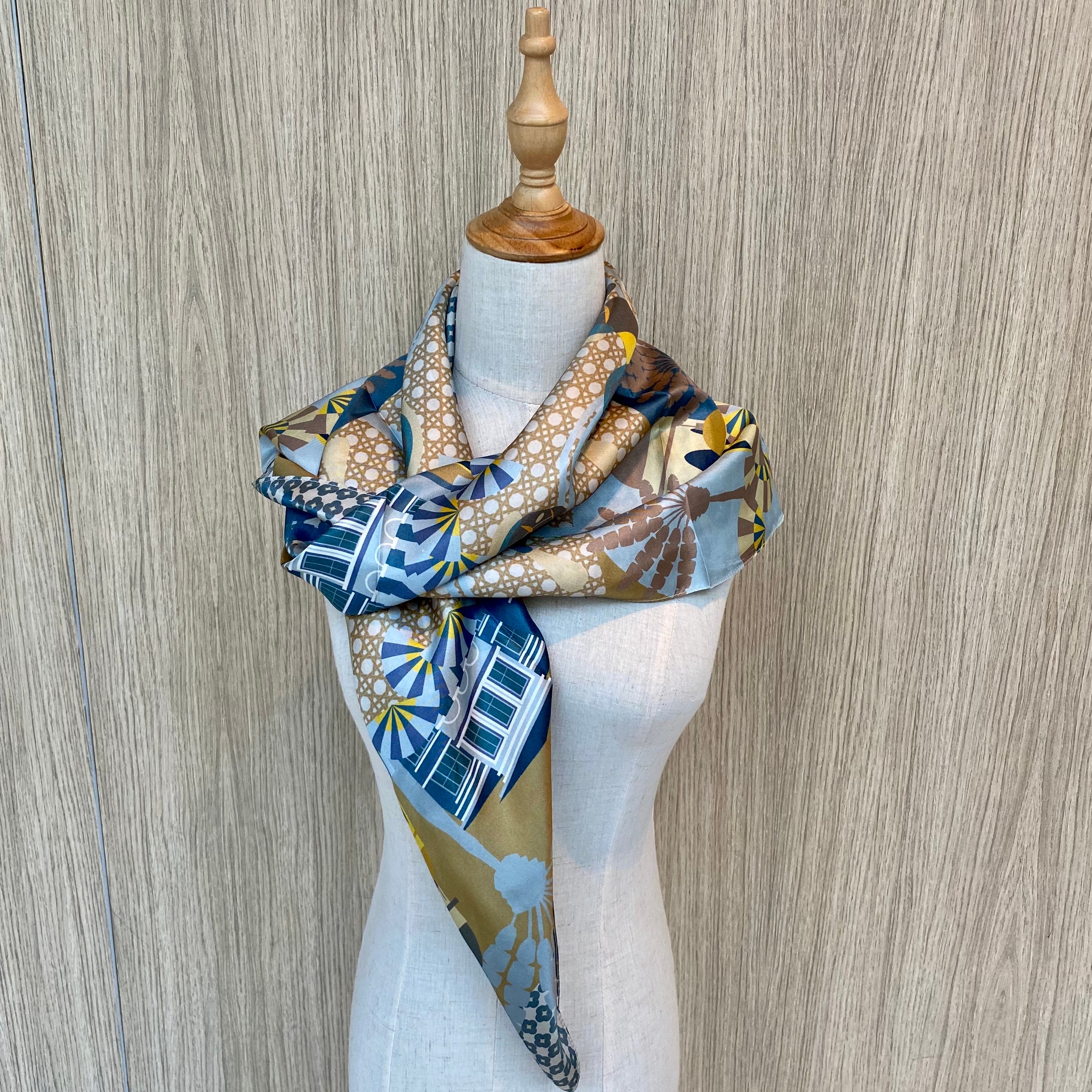 Enchanted Kampong Glam Silk Scarf - Luxury Floral Print Shawl for Women - Perfect for Travel, Weddings & Special Occasions