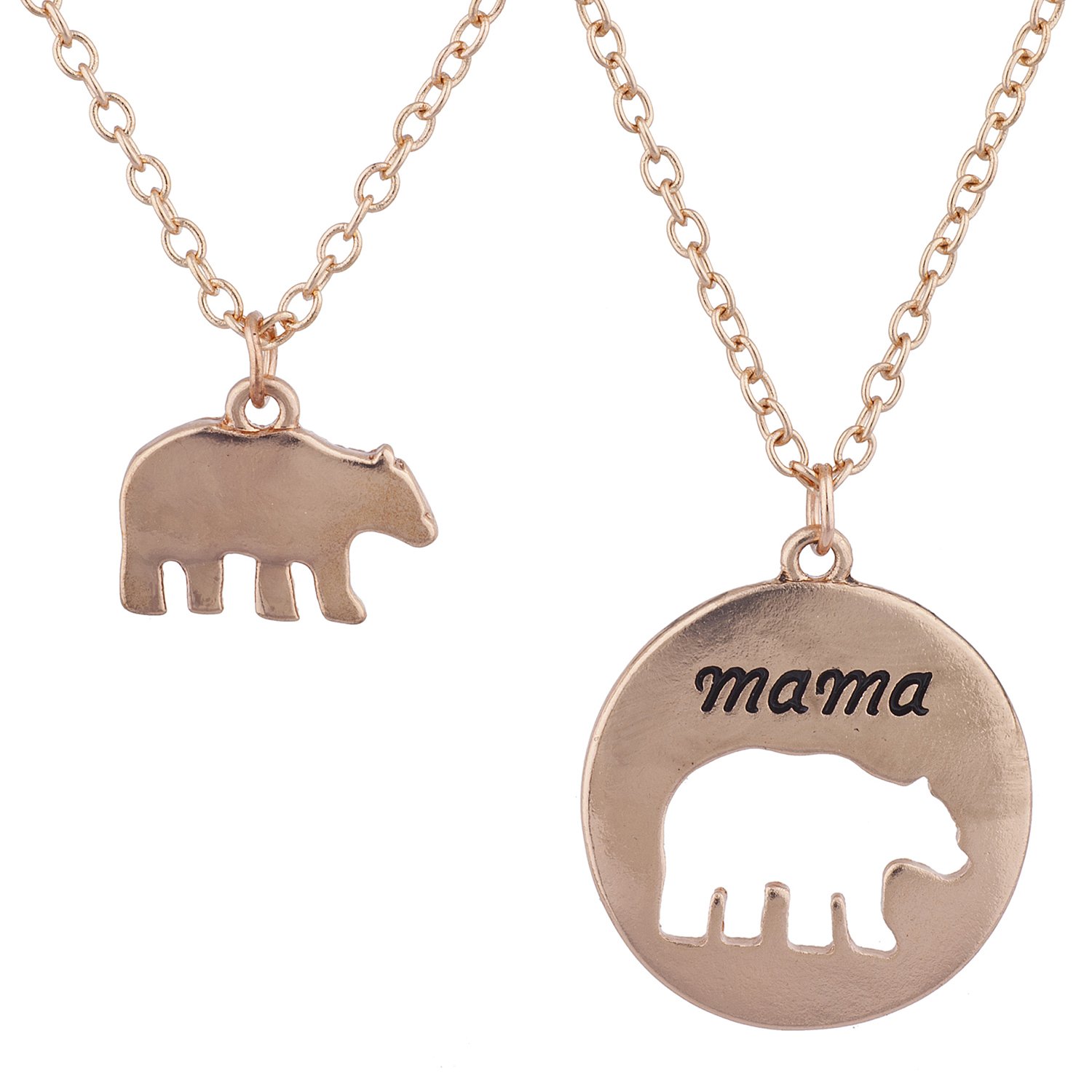 Mama Bear Necklace Set - Mother Daughter Jewelry for Gifts & Family Moments