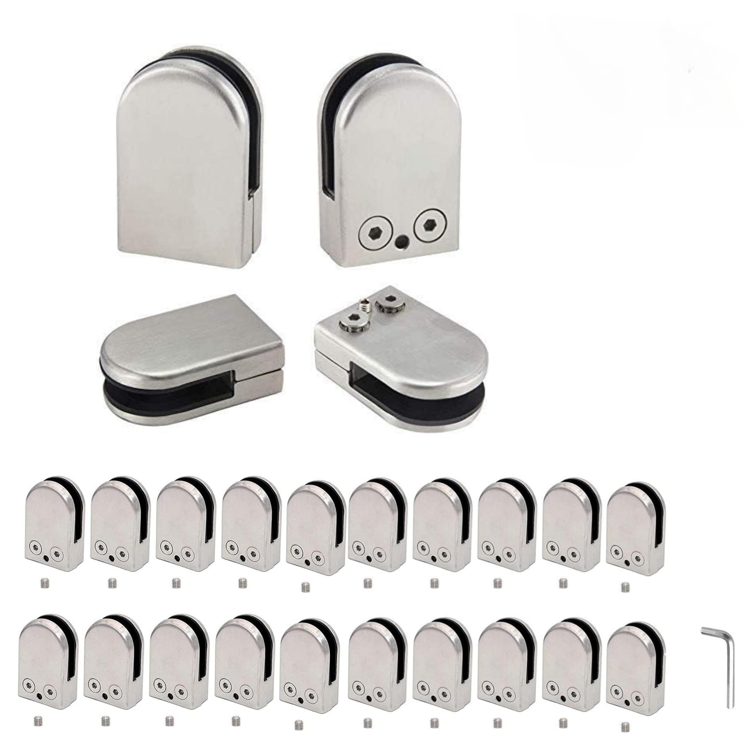 10-12mm Adjustable 304 Stainless Steel Glass Clamps (20PCS) for Balustrade & Staircase Handrail Installation